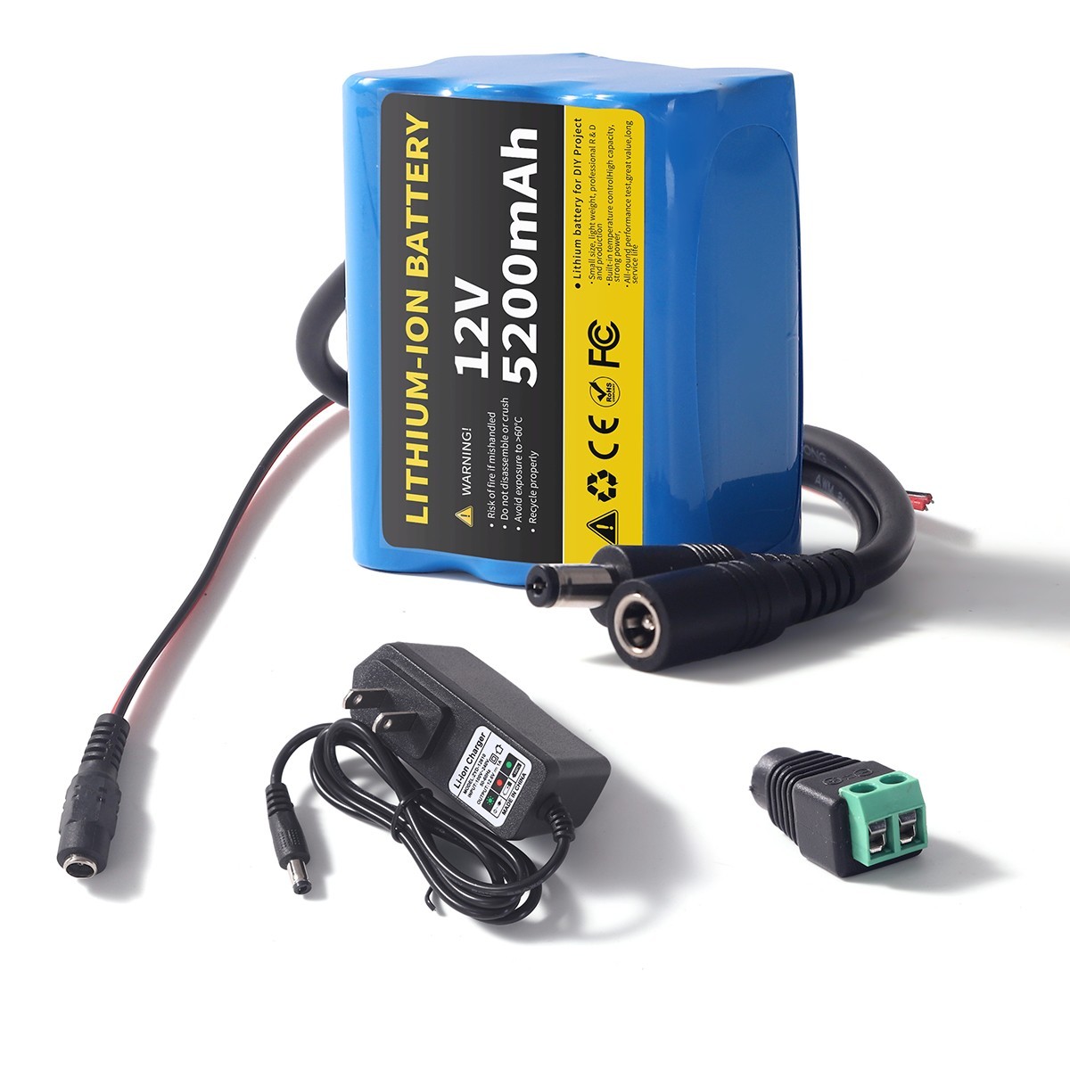 5200mAh DC 12V Portable Rechargeable Li-ion Battery Pack With Charger