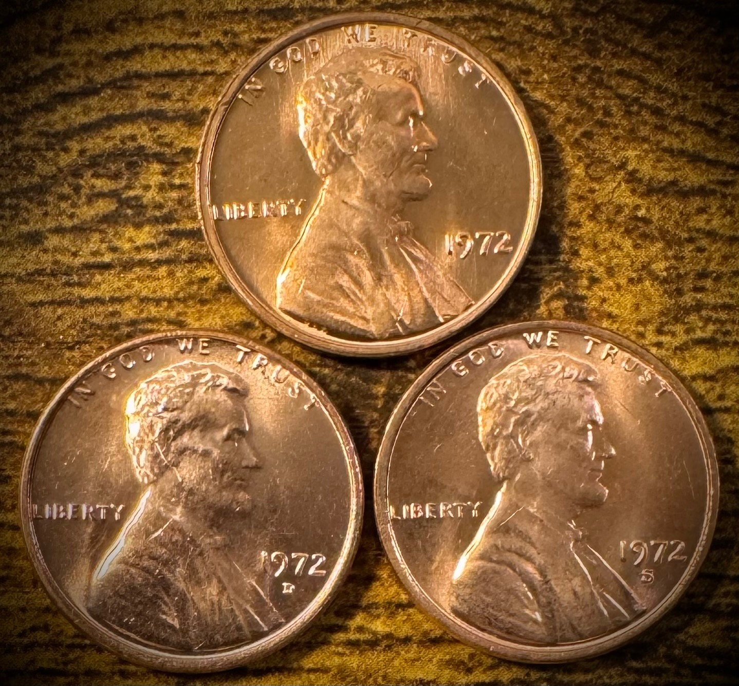 1972 Lincoln Memorial Cent P D S Uncirculated 3 Coin Lot From Original Rolls