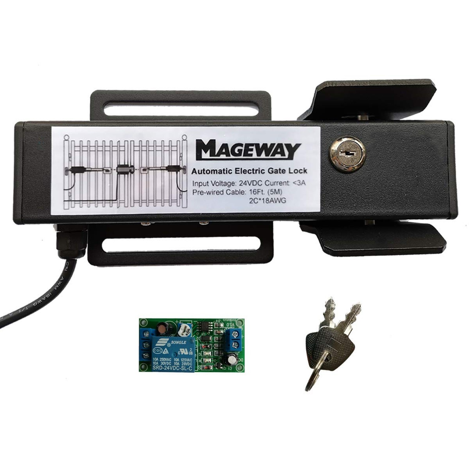Mageway 24VDC Heavy Duty Automatic Electric Gate Lock for Swing Gate Opener G...