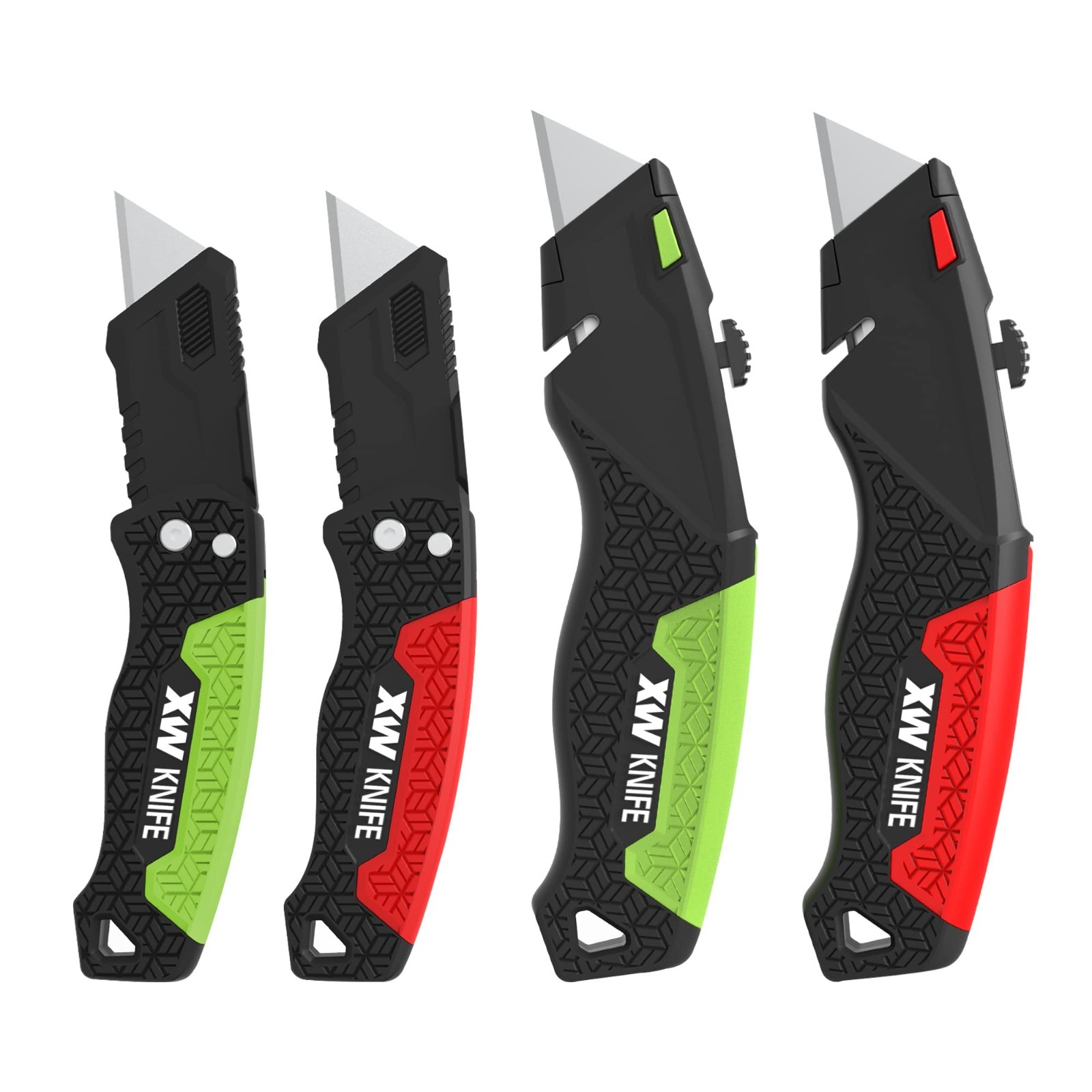 Utility Knife Set - Retractable Box Cutter & Folding Knife, 20 Blades, 4-Pack