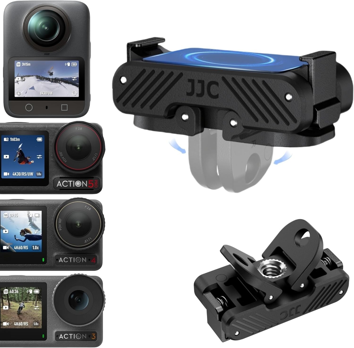 Foldable Magnetic Quick Release Mount for DJI Osmo Action 5, 4, & 3 Accessories