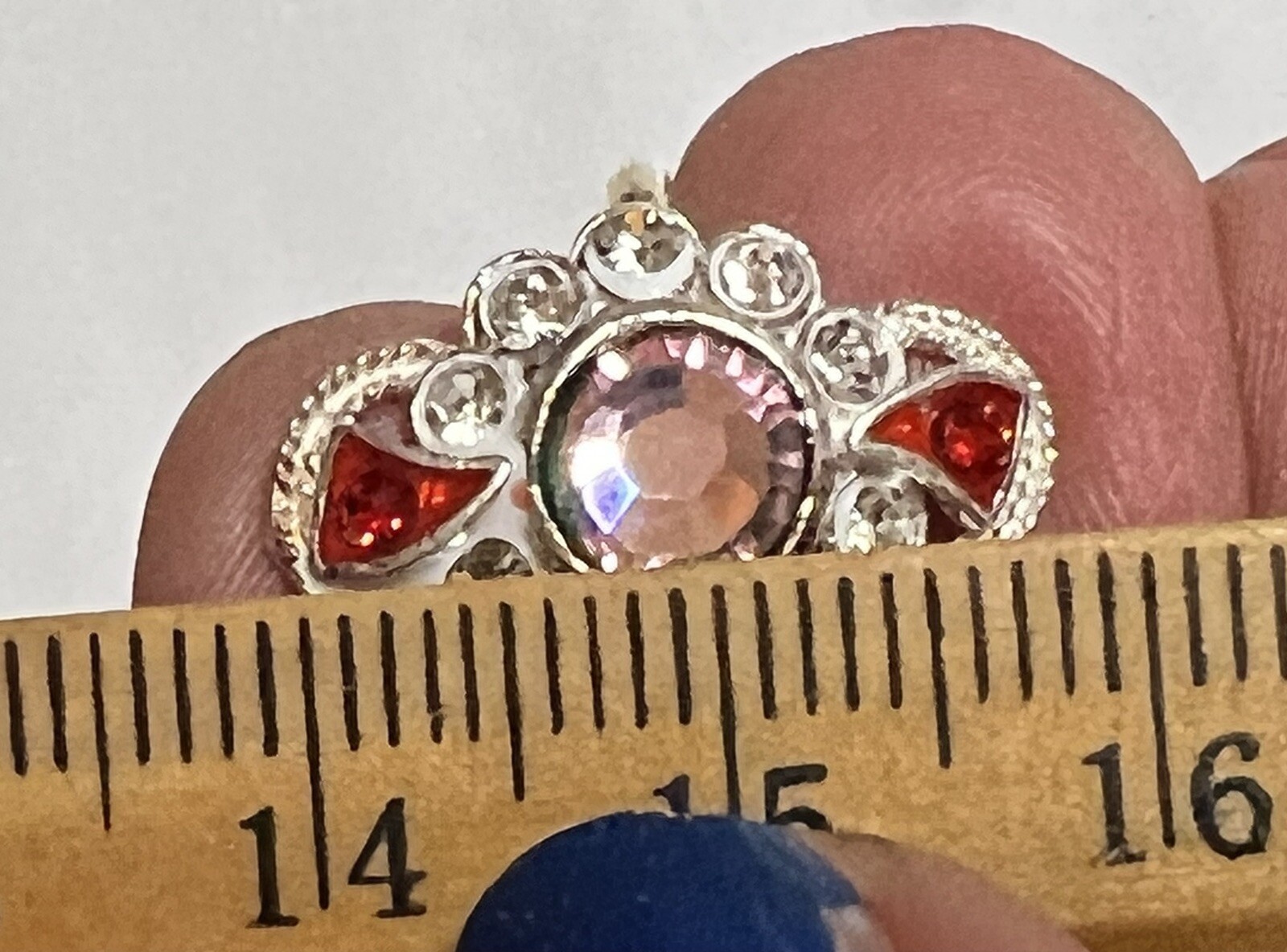 Pink OVAL CRYSTAL 925 Sterling Silver Toe Ring Pair India Bichiya ADJUSTABLE