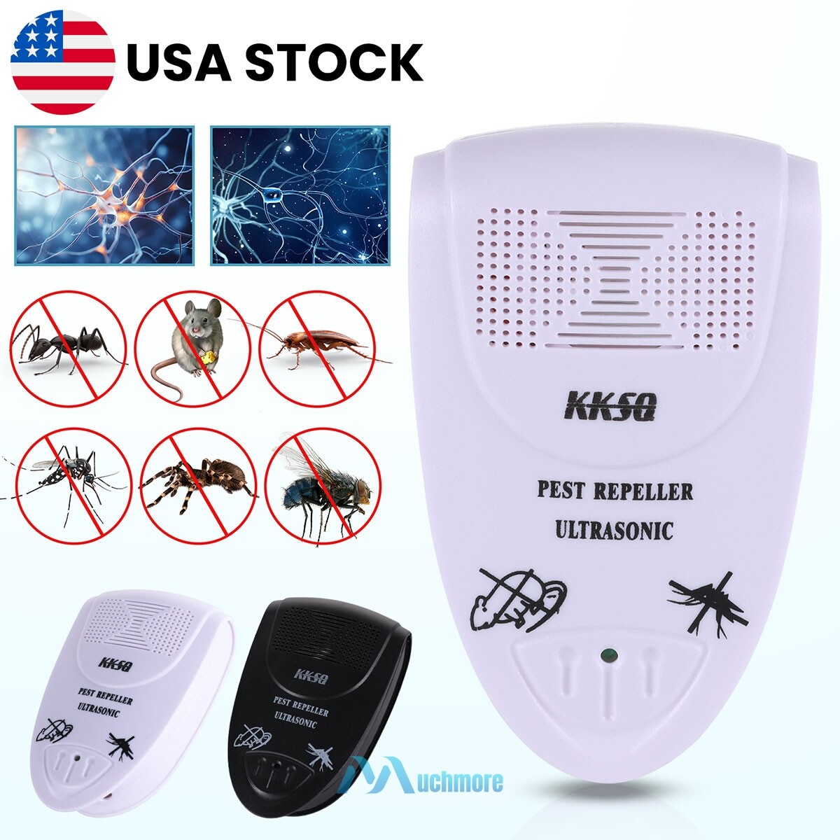 Ultrasonic Pest Repeller Control Electronic Repellent 50㎡-80㎡ Mice Rat Reject US