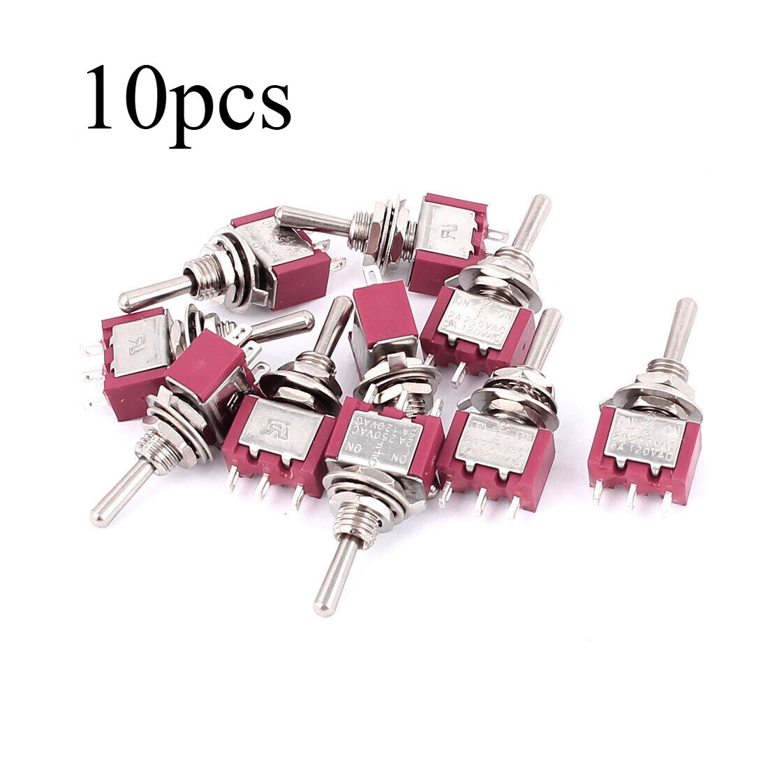 10Pcs Truck ON-OFF-ON 3 Position SPDT Momentary Toggle Switch AC 120V 5A