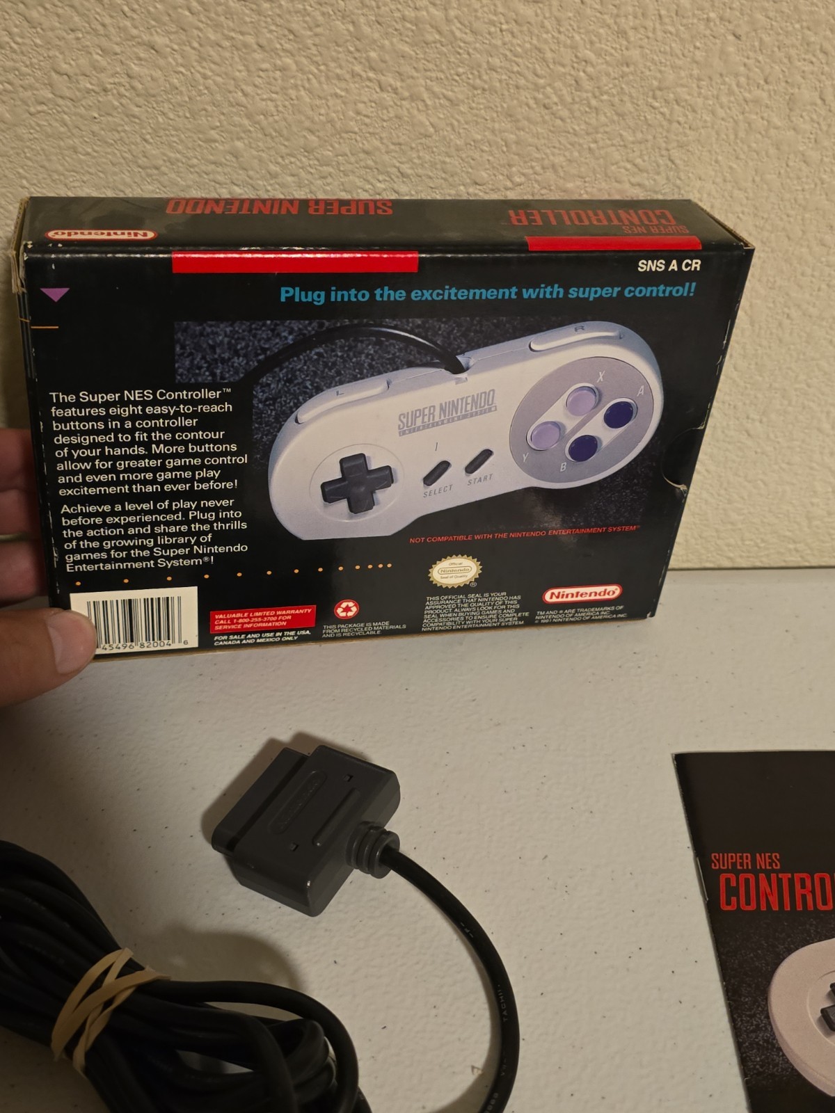 Super Nintendo SNES Controller CIB COMPLETE IN BOX TESTED AND WORKING!