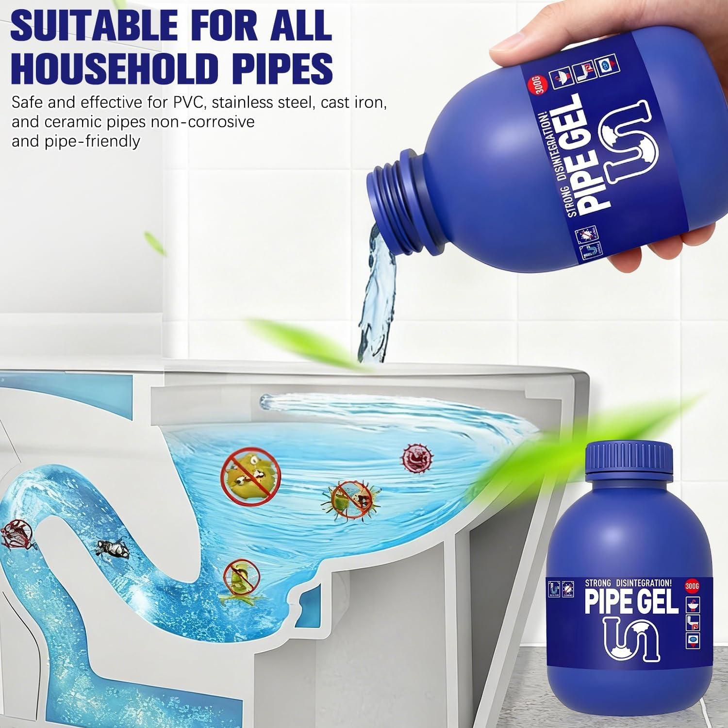 Pipe Bobo Drain Cleaner 10.6OZ for Kitchen Sink Compatible with All Pipe