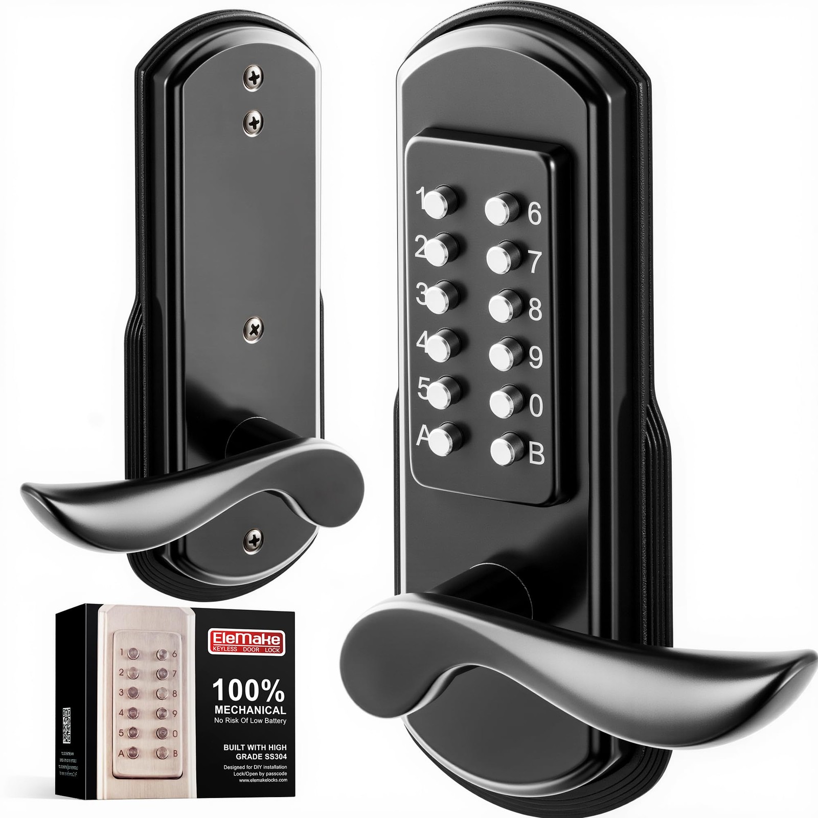 Elemake Keyless Door Lock Keypad Right Handed Mechanical Door Lock Security