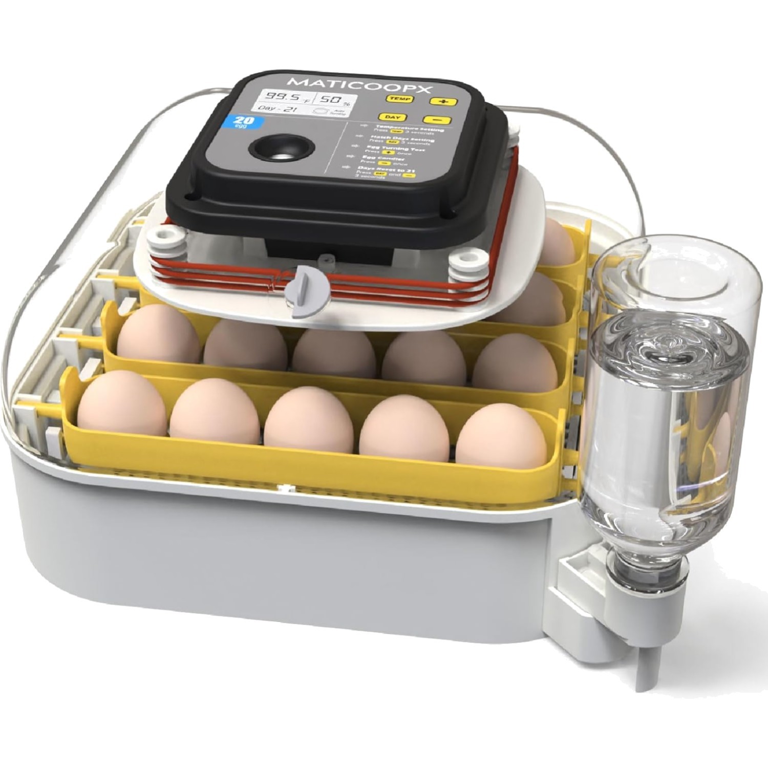 Compact Egg Incubator: 20 Capacity, Humidity Display & Auto Turner for Chickens