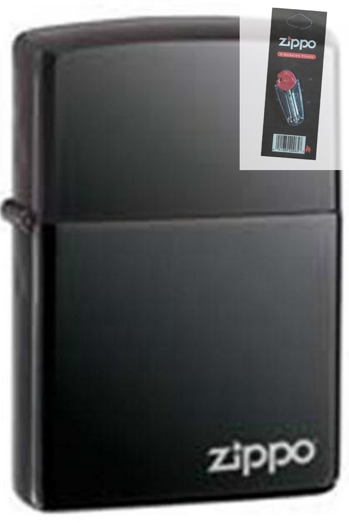 Zippo 150zl black ice windproof label Lighter + FLINT PACK