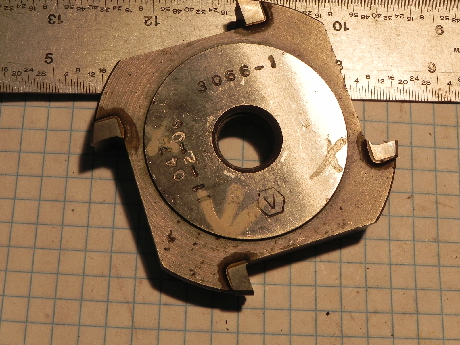 Screw Machine #2 Circular Form Tool 3" DIA 7/16" Thick 4 Carbide Faces (66)