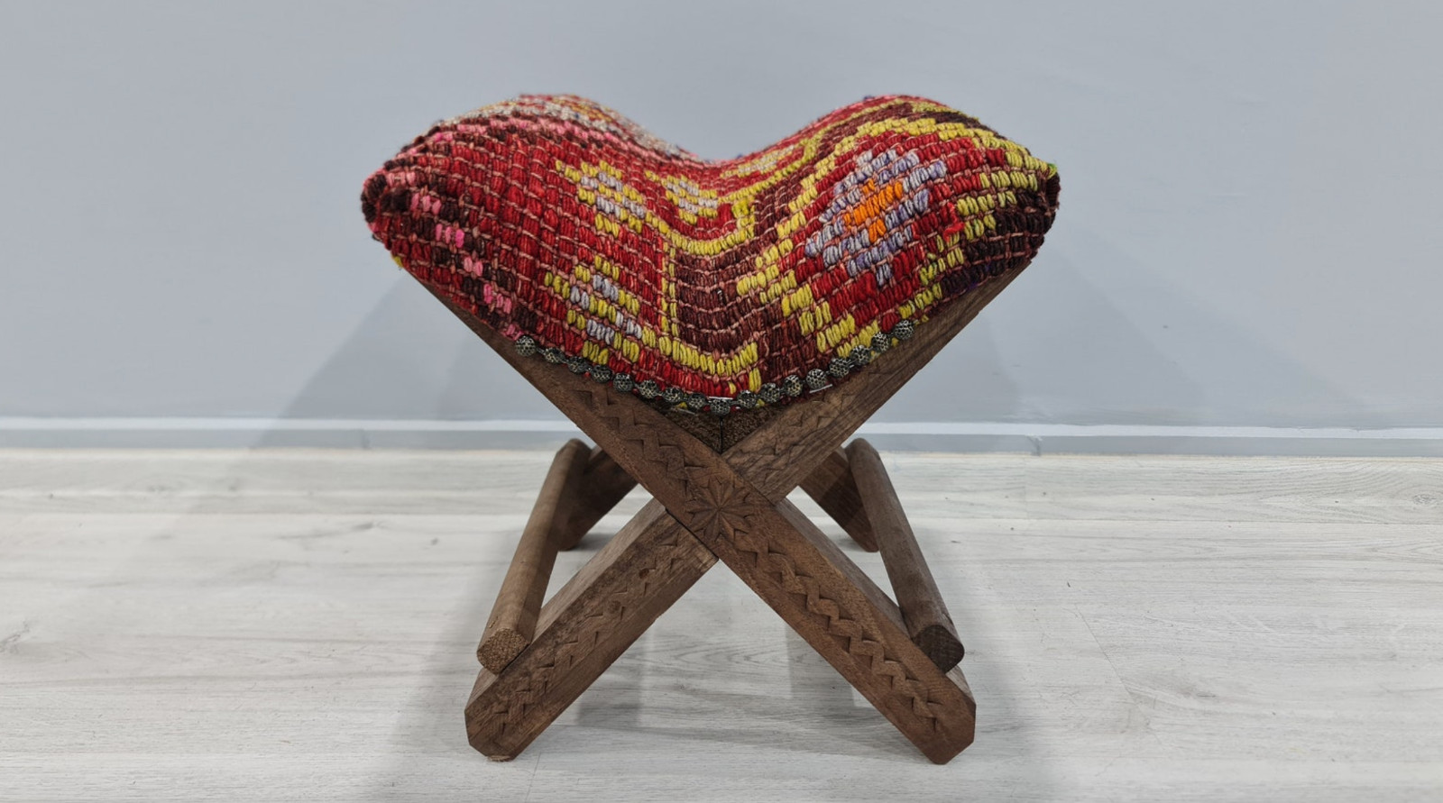 Wooden Stool, Bohemian Decor, Vintage decor, Living room decor, Chair, footstool