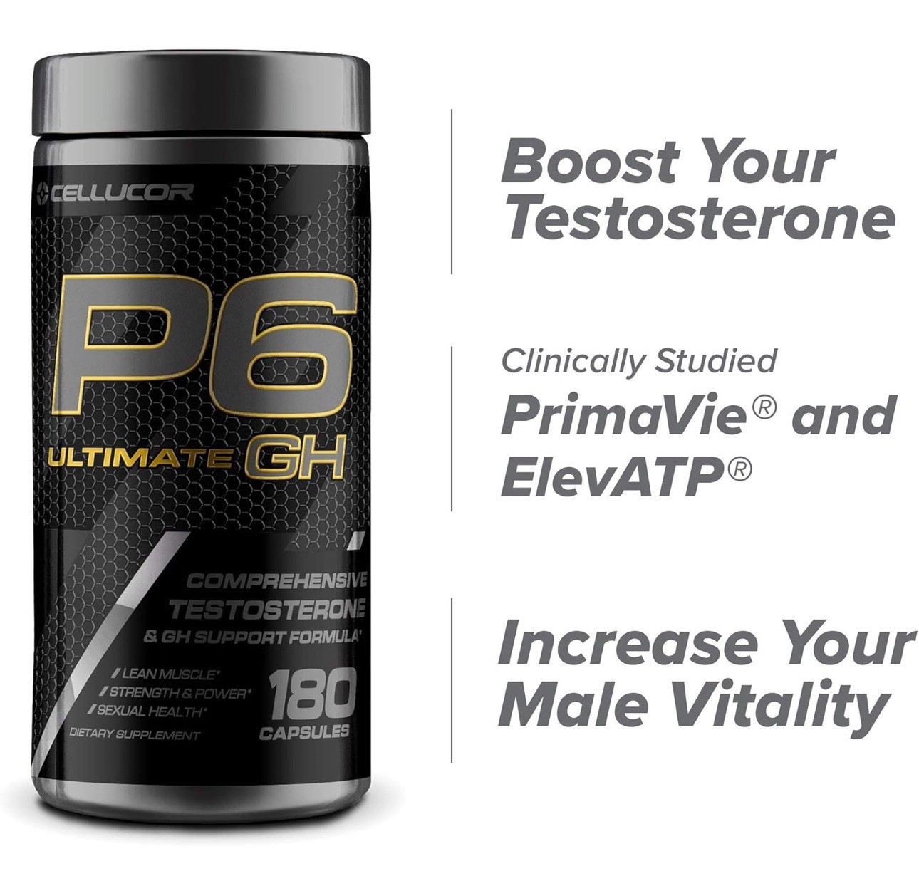 P6 Ultimate GH Test Booster for Men, Growth Hormone Support Pills for Protein