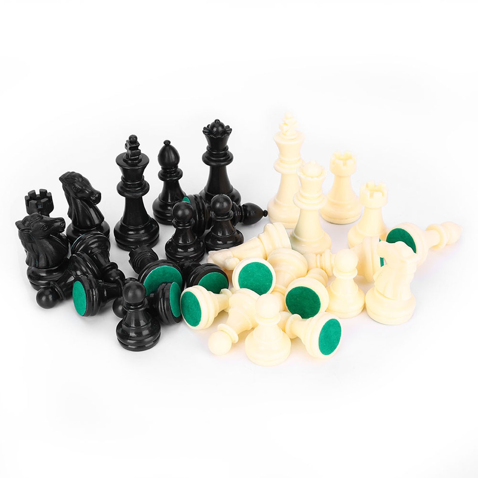 Plastic Chessmen Set International Chess Game Complete Chessmen Set Black&&White