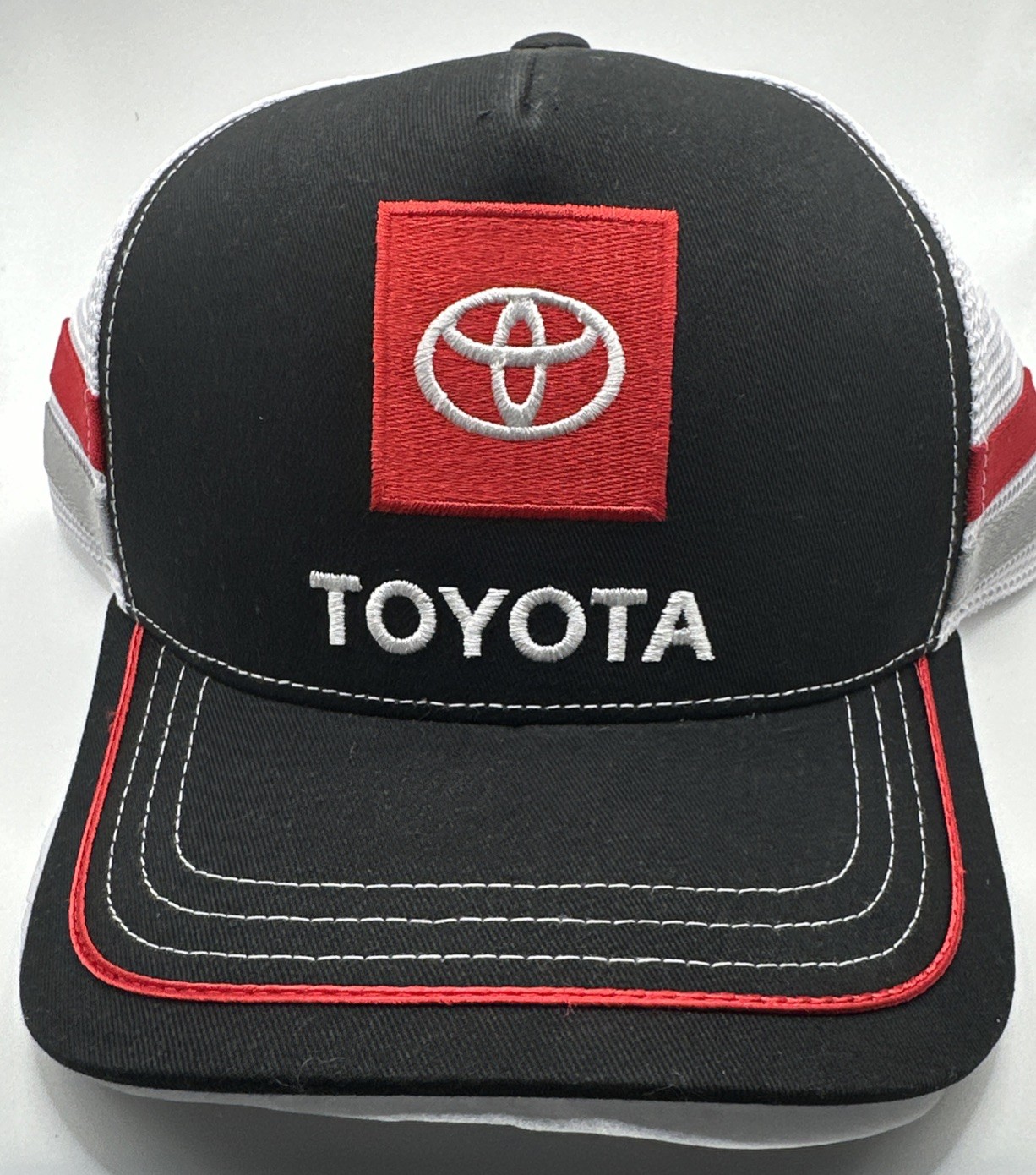 Toyota Racing TRD Hat Logo Striped Snapback Mesh Trucker Cap Black White Red New