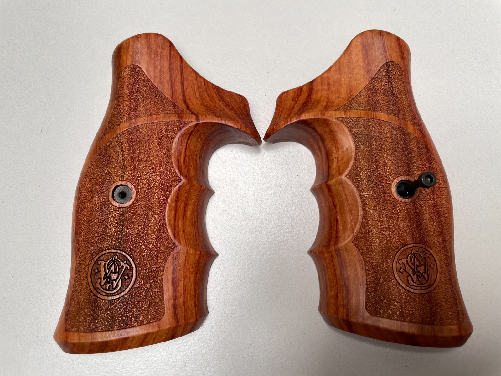 New Rough Texture on Wood Decorative Grips for S&W N , Square Butt Revolver