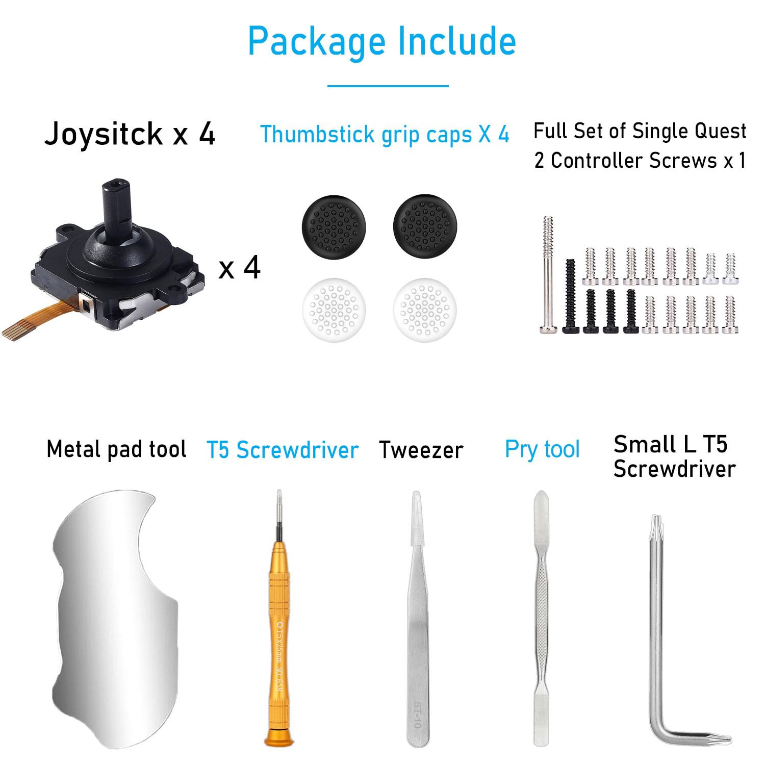 4 Pack Joystick Replacement Kit for Oculus Quest 2 Controller, 31 in One Repair
