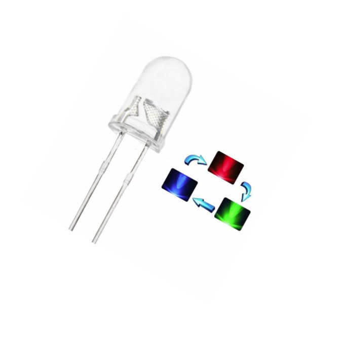 100Pcs NEW LED RGB Rainbow FAST flash 2-PINS F5 5MM Super Bright Bulb Lamp K9