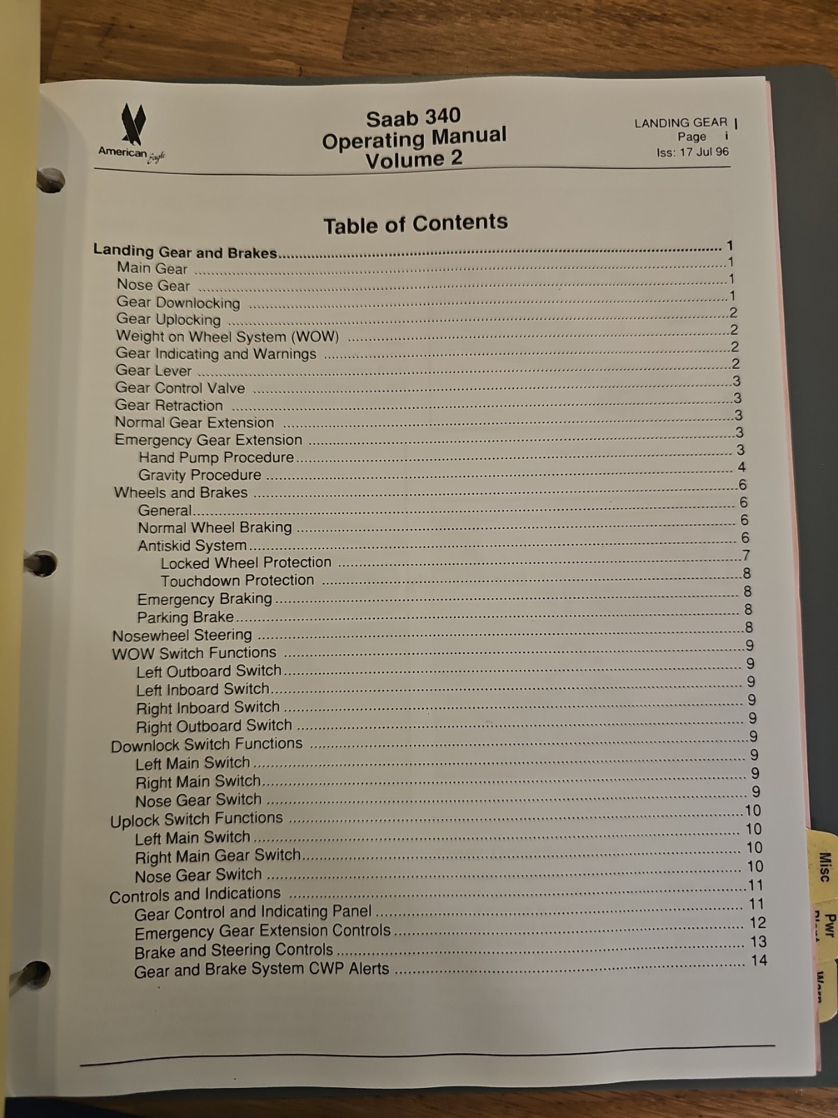 American Eagle SAAB 340 Operating Manual Volume 2 Used