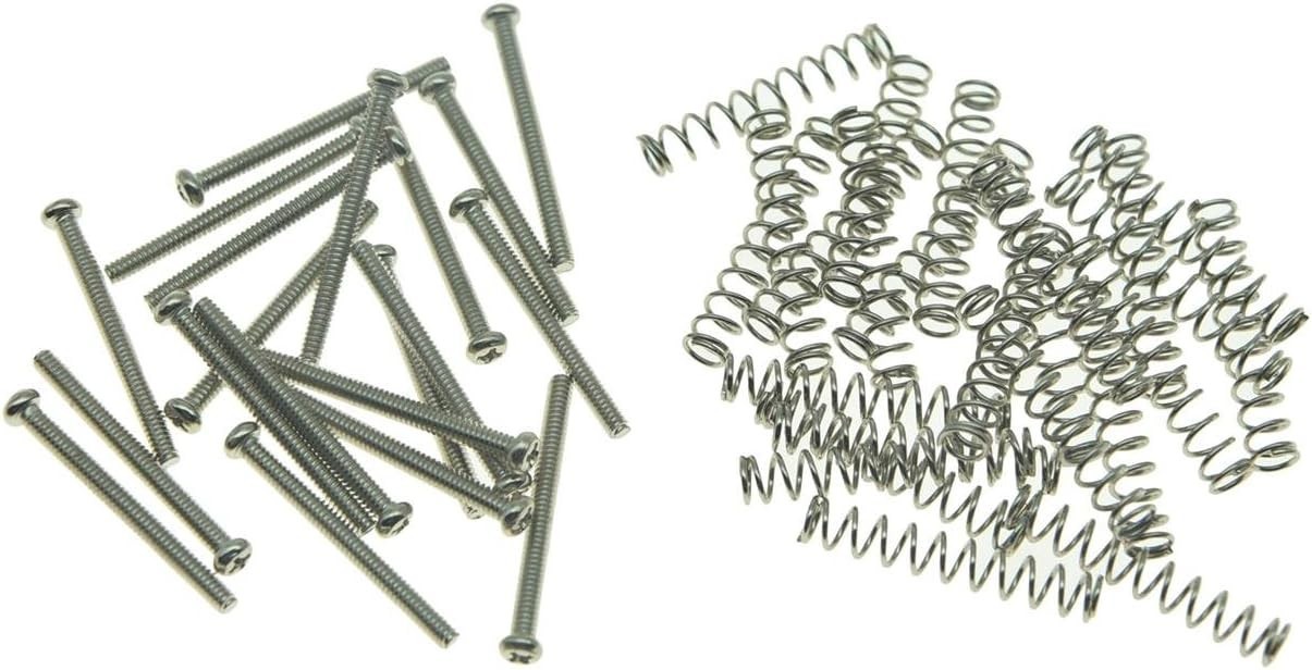 Nickel Guitar Pickup Screws with Springs - 20pc Set, Imperial Size