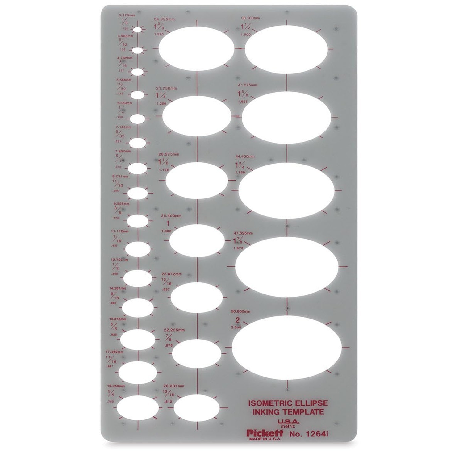 Pickett Isometric Ellipse Template (1264I) Isometic Ellipse - 1/8 to 2 inches