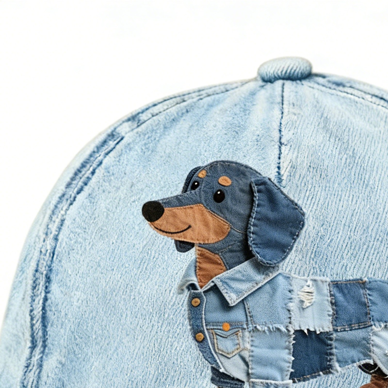 Denim Hat Cute Funny Breathable Adjustable Dog Printed Men Denim Baseball Hat