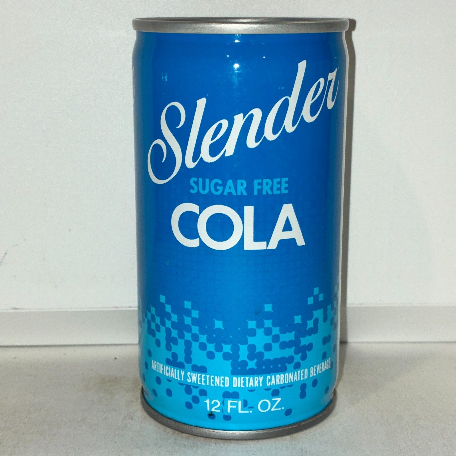 Slender Sugar Free Cola soda can, bottom opened