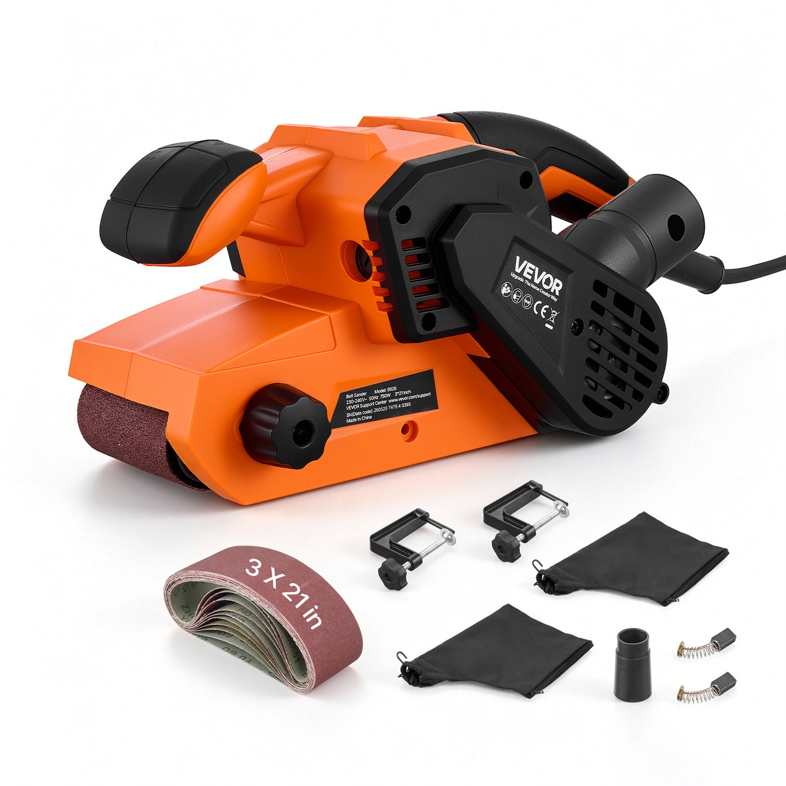 VEVOR 7A Belt Sander 3" x 21" Woodworking Belt Sander with 6 Variable Speeds