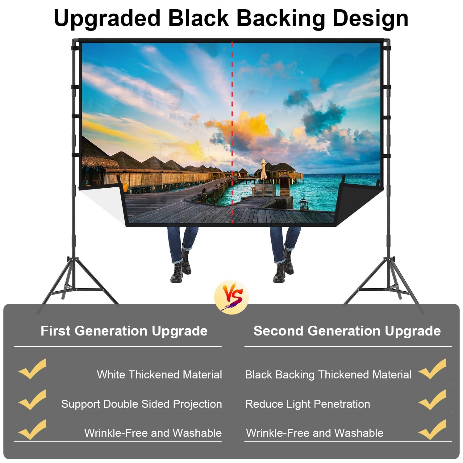 120 Inch Projector Screen with Stand, Extra-Stable Large Iron Base