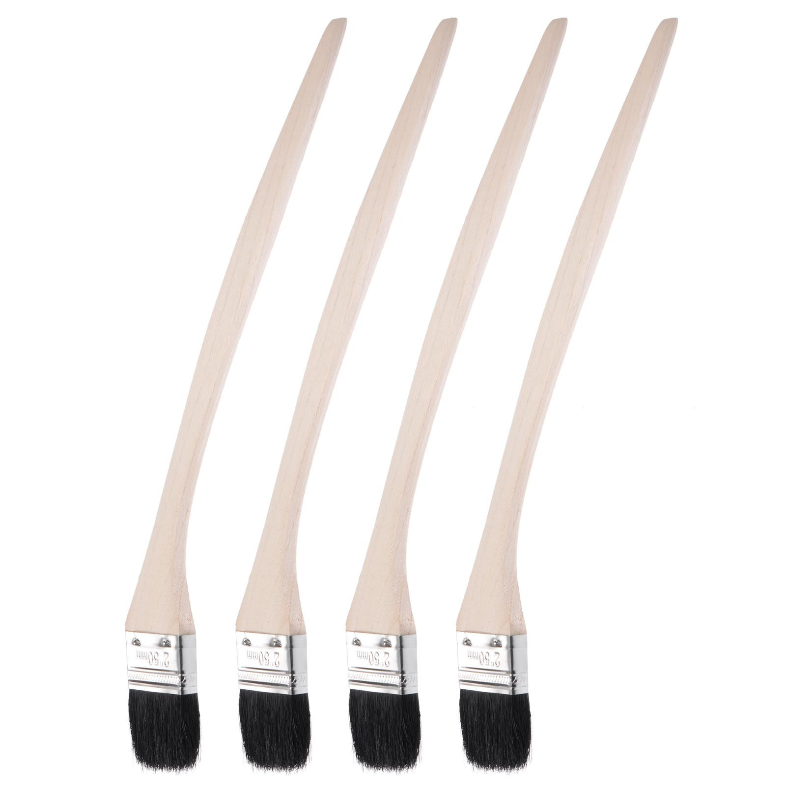 4Pcs Bent Radiator Paint Brush 17" Length 2" Width Bristle Long Wood Handle