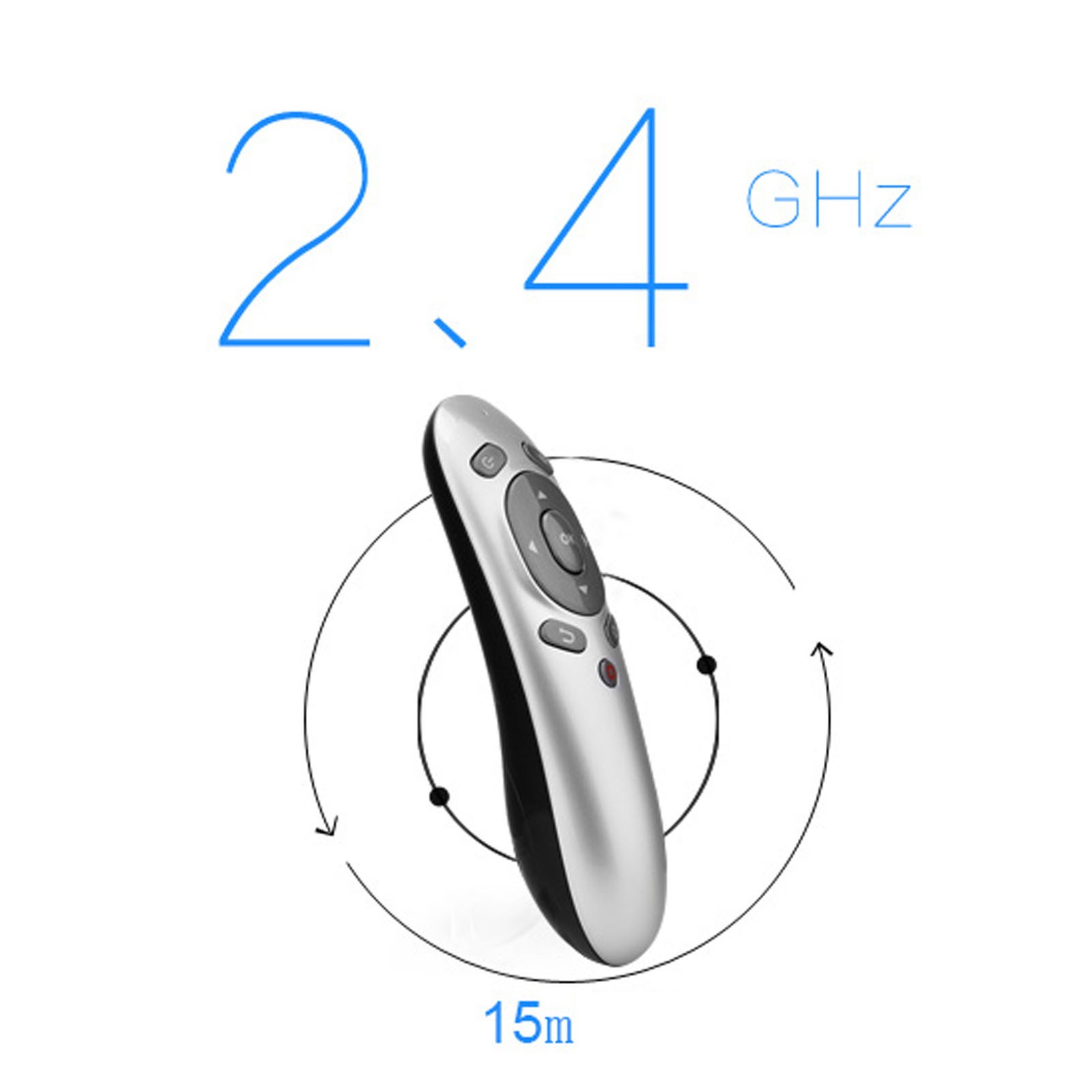 Wireless Presentation Clicker Multifunctional 2.4G USB Ergonomic Design Rem DPTR