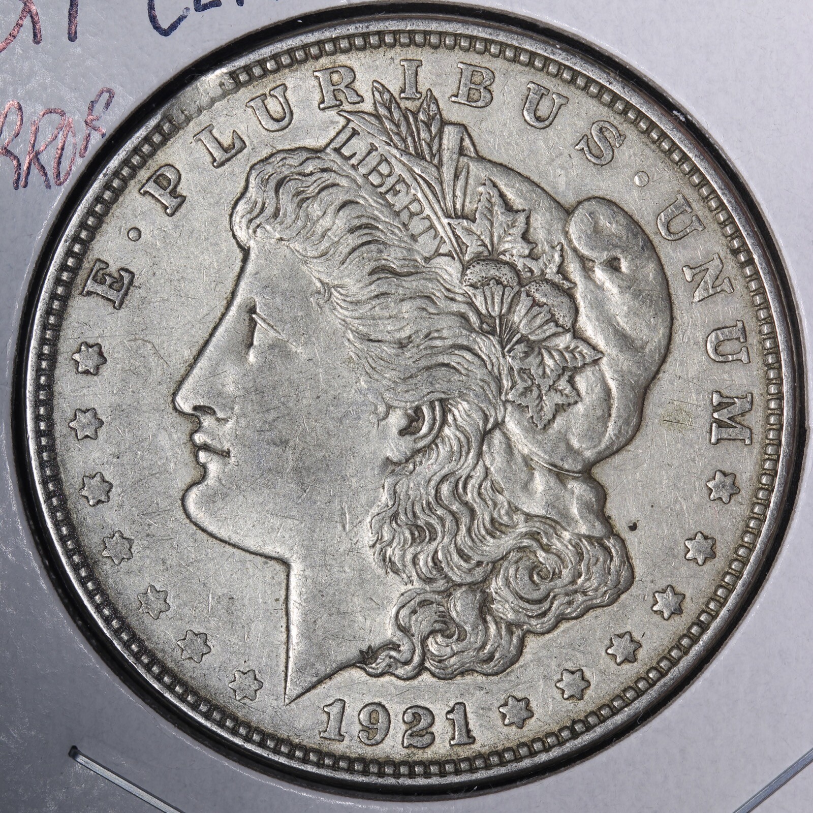 1921 CLIP ERROR Morgan Silver Dollar CHOICE XF E195 SHM