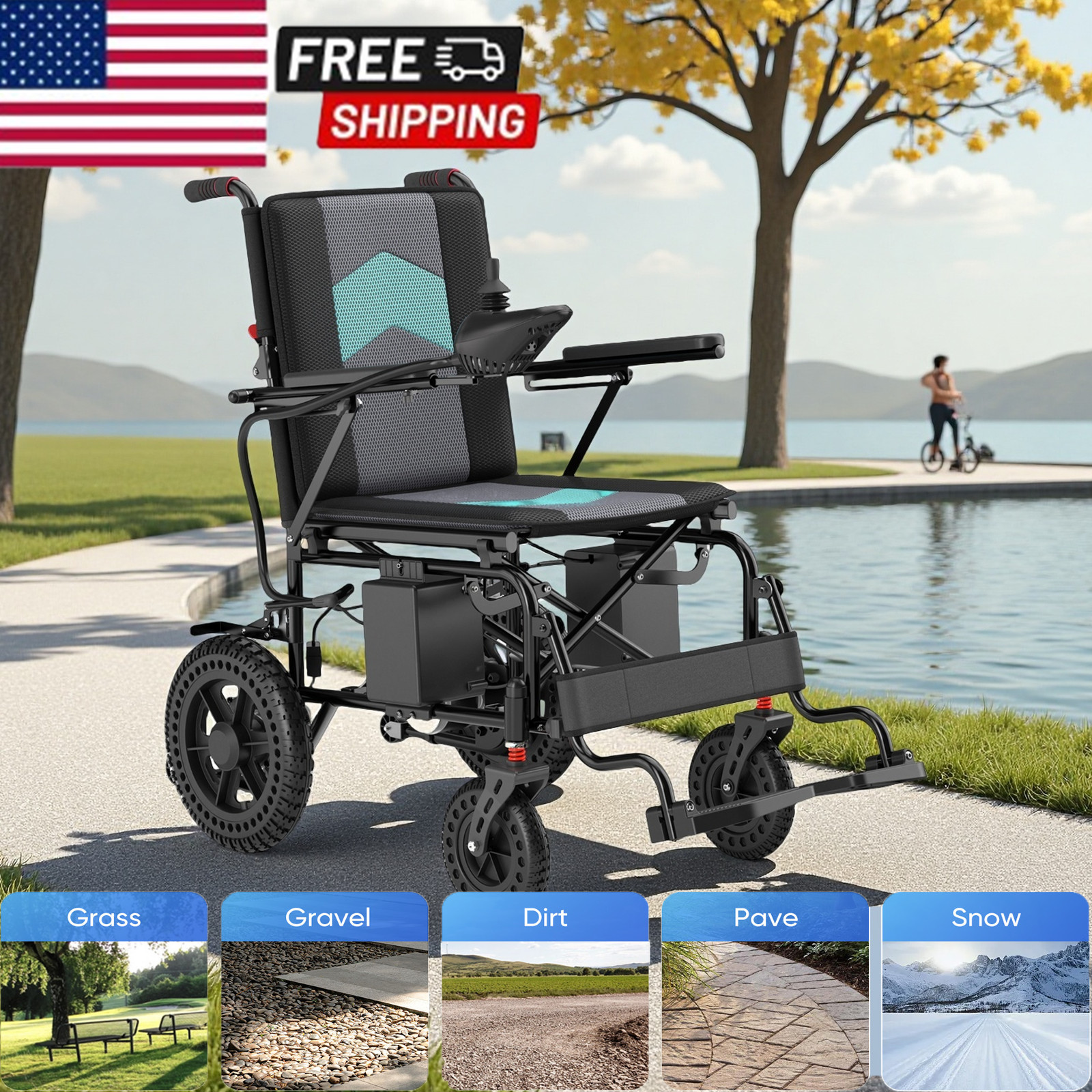 Heavy Duty Power Wheelchair 500W Motor All Terrain Electric Wheelchair Seniors