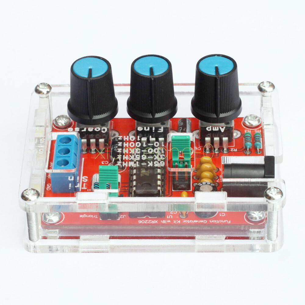 XR2206 Function Generator DIY Kit Sine Triangle Square Output 1HZ-1MHZ +Case