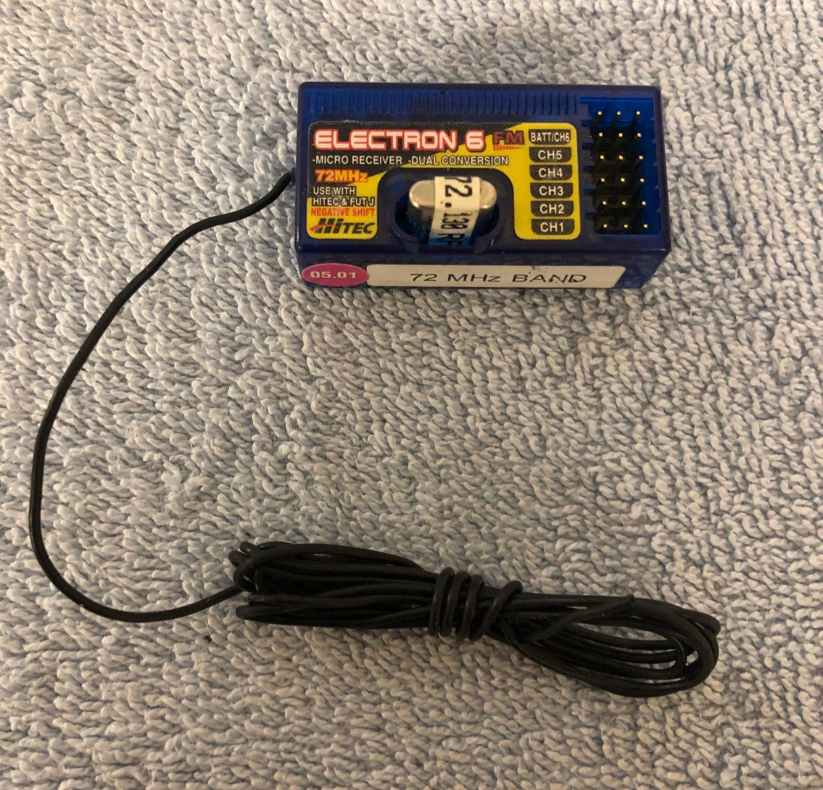 HITEC ELECTRON 6 FM MICRO RECEIVER DUAL CONVERSION 72MHZ 6-CHANNEL Use w/FUTABA