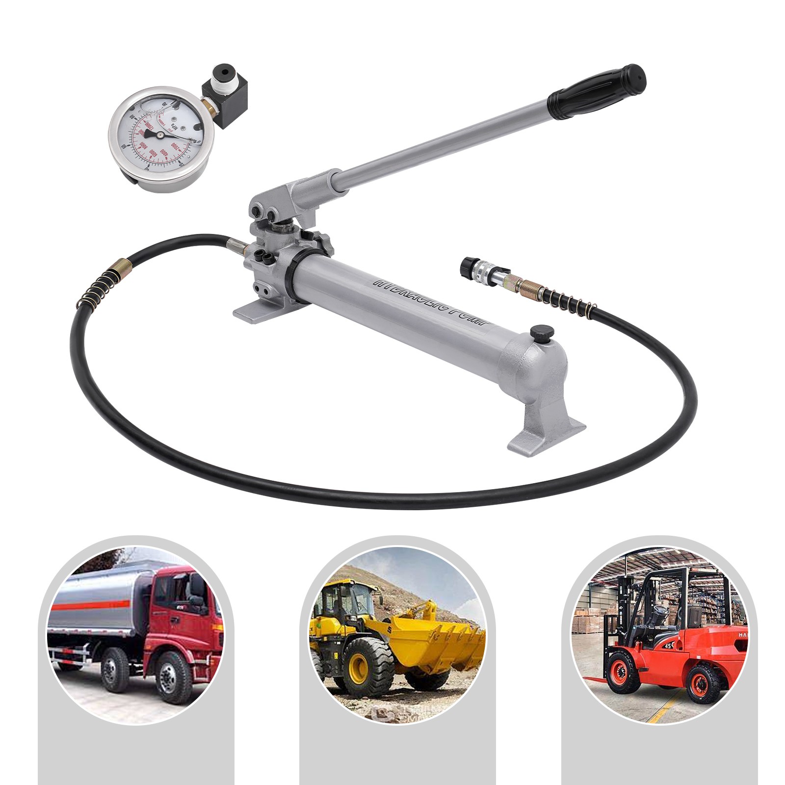 Manual Hydraulic Hand Pump Hydraulic Hand Pump with Pressure Guage US STOCK