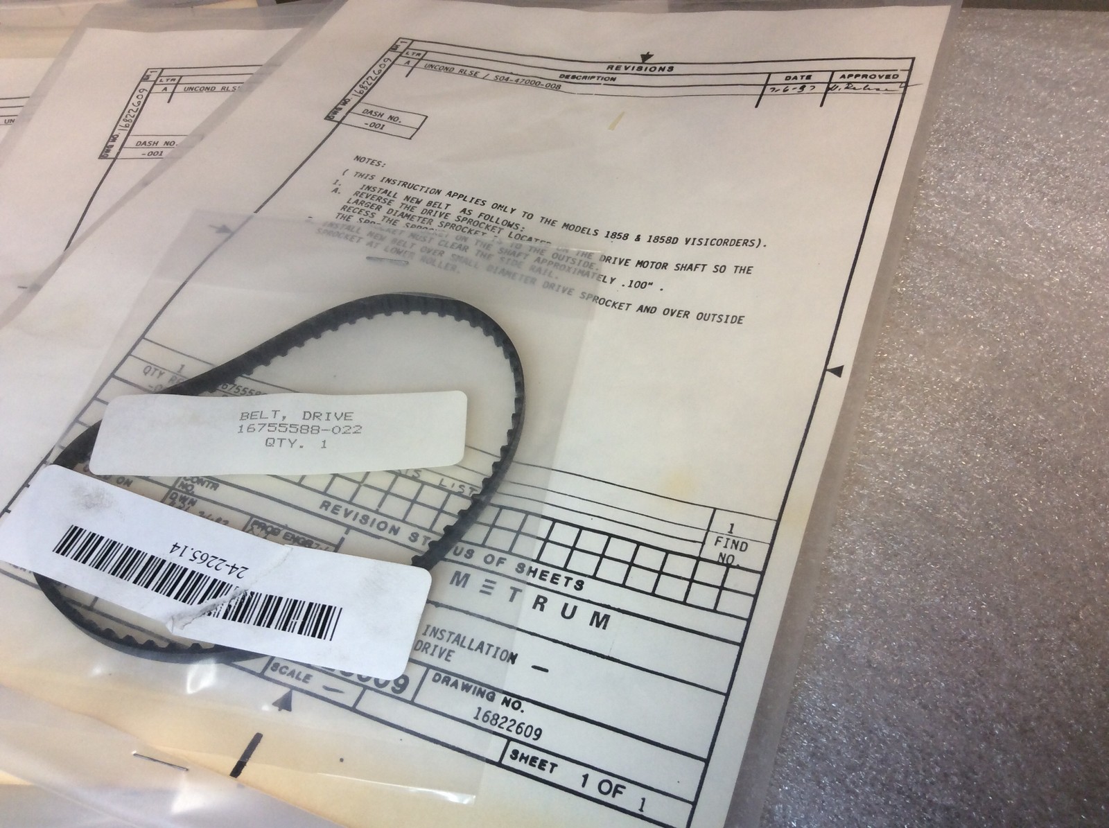 Honeywell 1858 0790G Visicorder Oscillograph DRIVE BELT 16822609-001 NEW $49