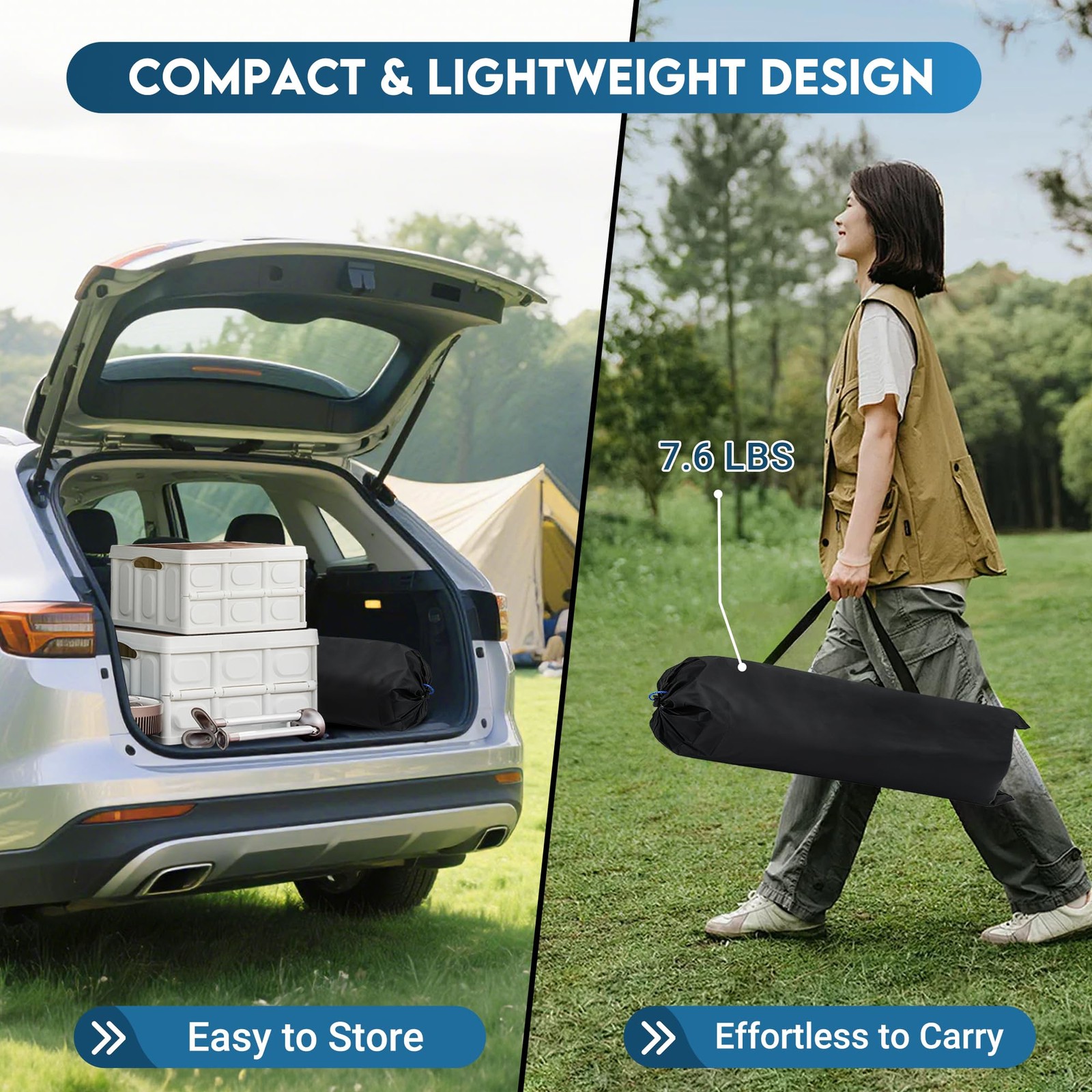 Folding Camping Table, Adjustable Height Aluminum Camp Table with Roll Up Top...