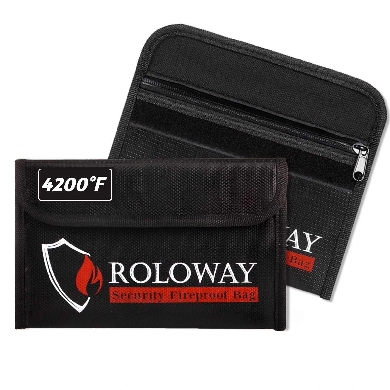 ROLOWAY Small Fireproof Bag (5 x 8 inches), Non-itchy 8 x 5 inch, Black