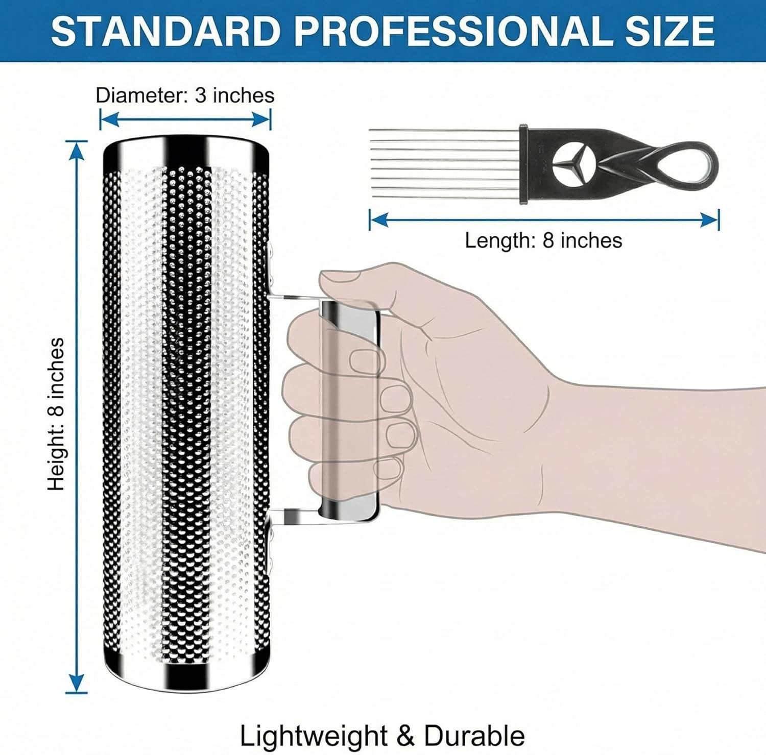 Professional Metal Guiro Instrument, 8" X 3" Stainless Steel Latin Percussion wi
