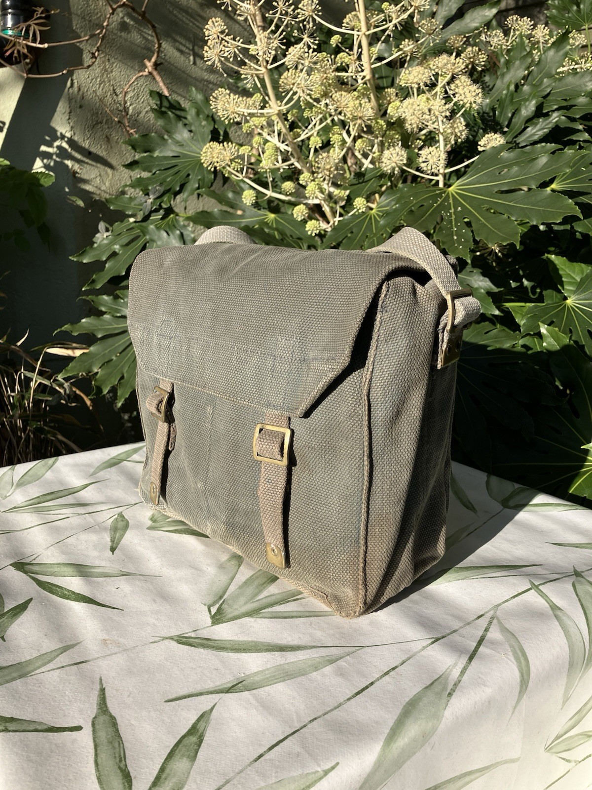 British RAF 37 Pattern Small Pack & Shoulder Strap Satchel Bag Grey Webbing 1952