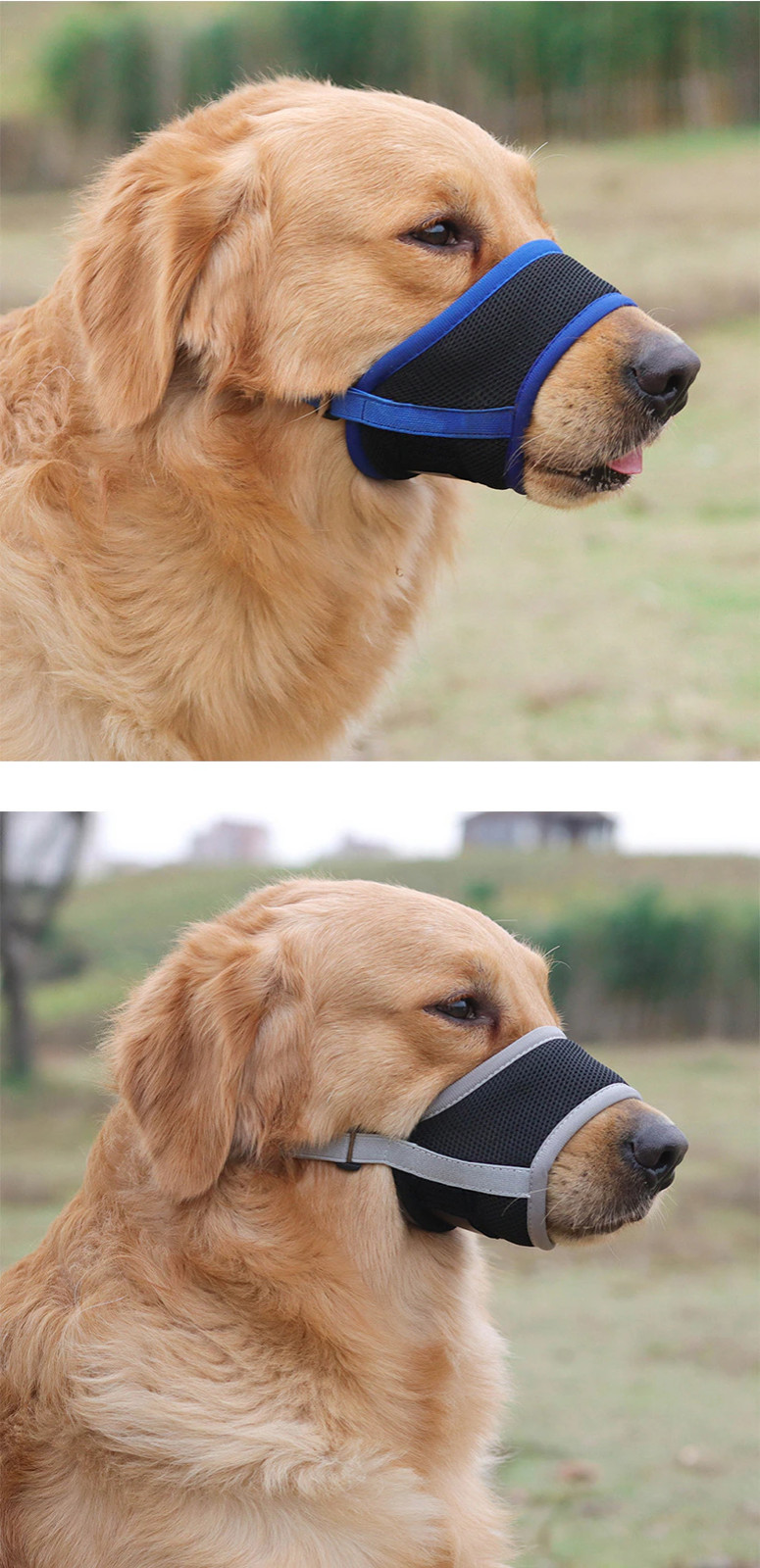 Dog Pet MESH MUZZLE Mouth Guard dual strap Anti Stop Bite bark Chew Breathable