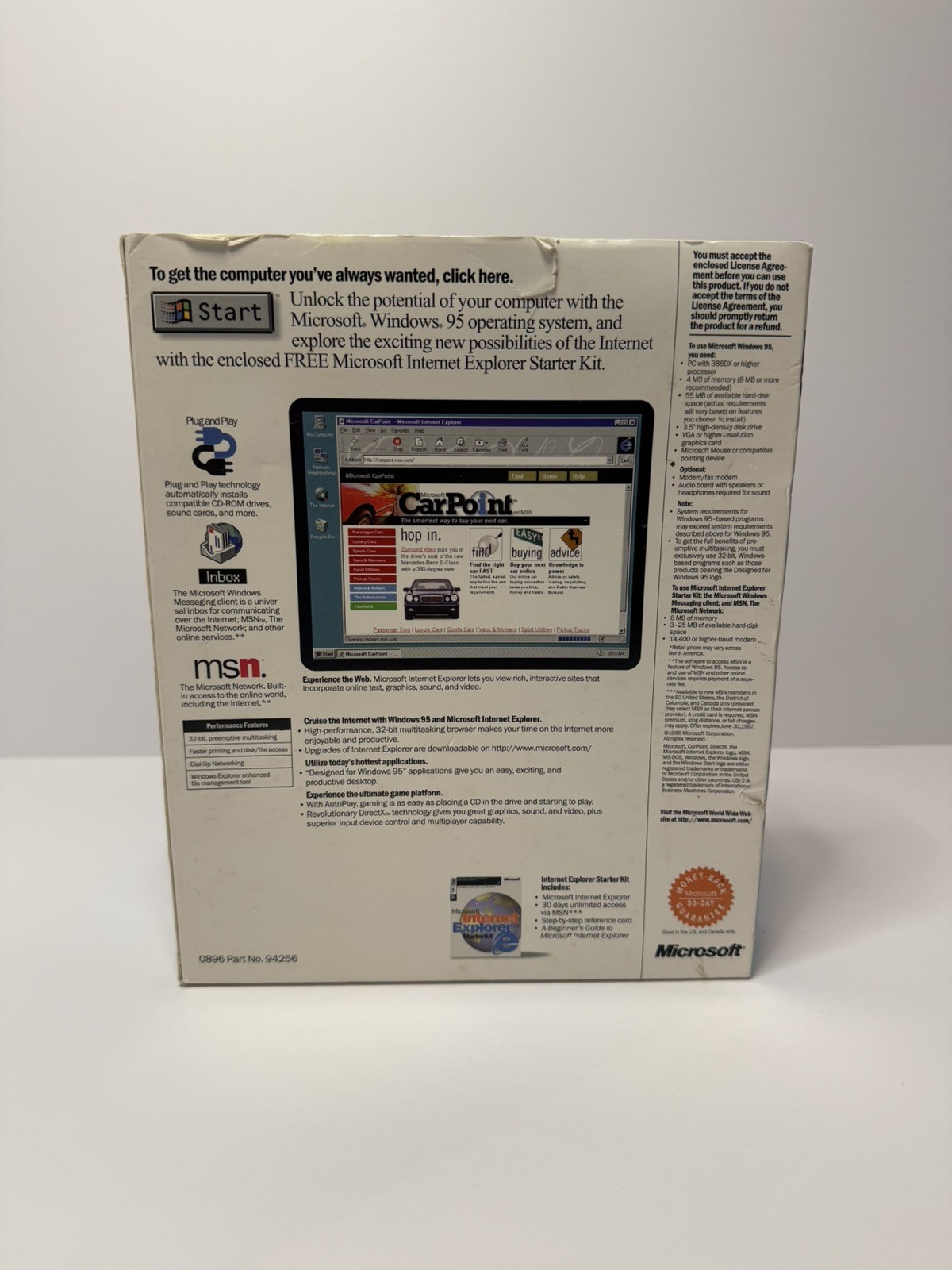Microsoft Windows 95 OS 3.5" Floppy MS-DOS PCs 1995, Includes Key