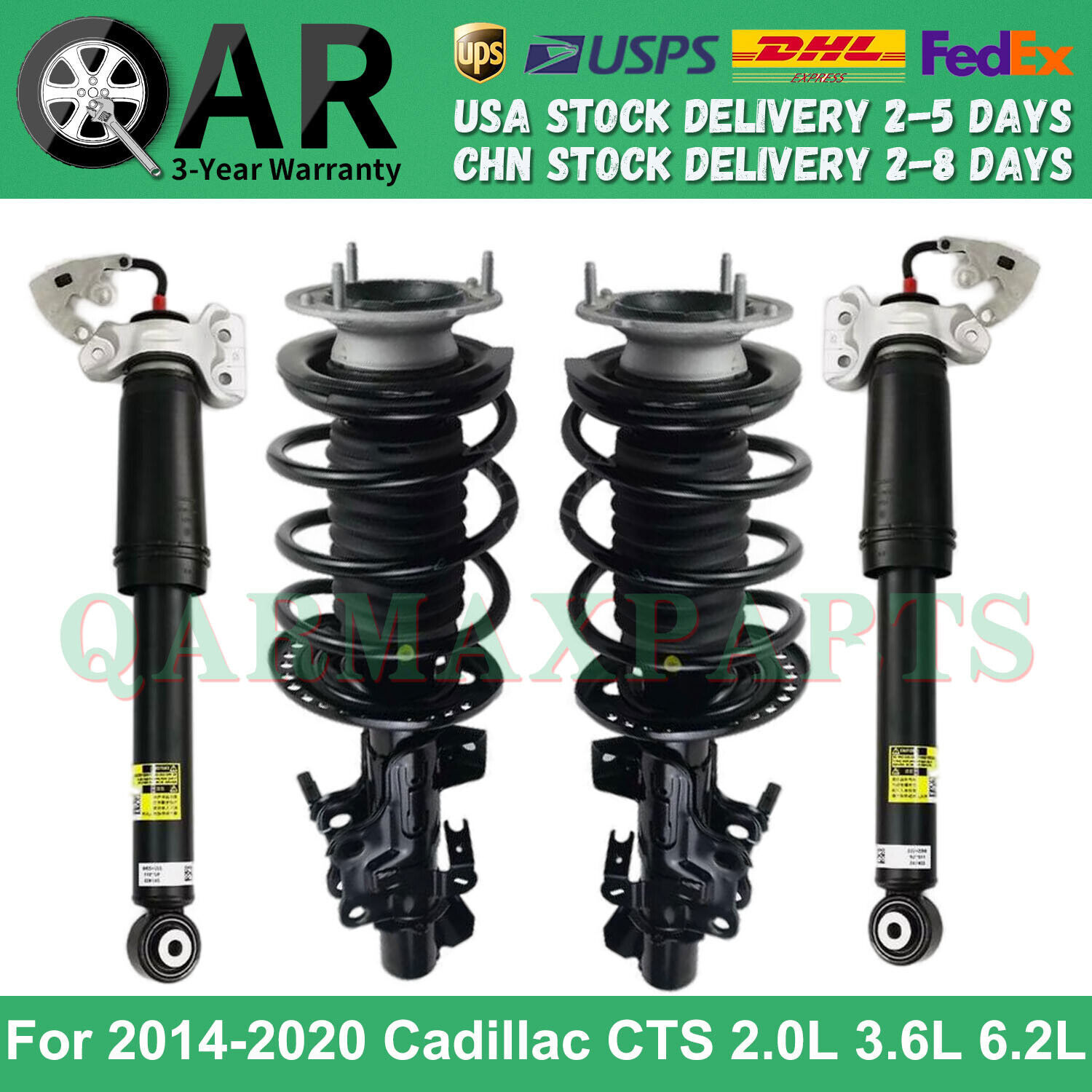 4PCS Front+Rear W (S)Strut Shock Assembly for 14-20 Cadillac CTS 2.0L 3.6L 6.2L