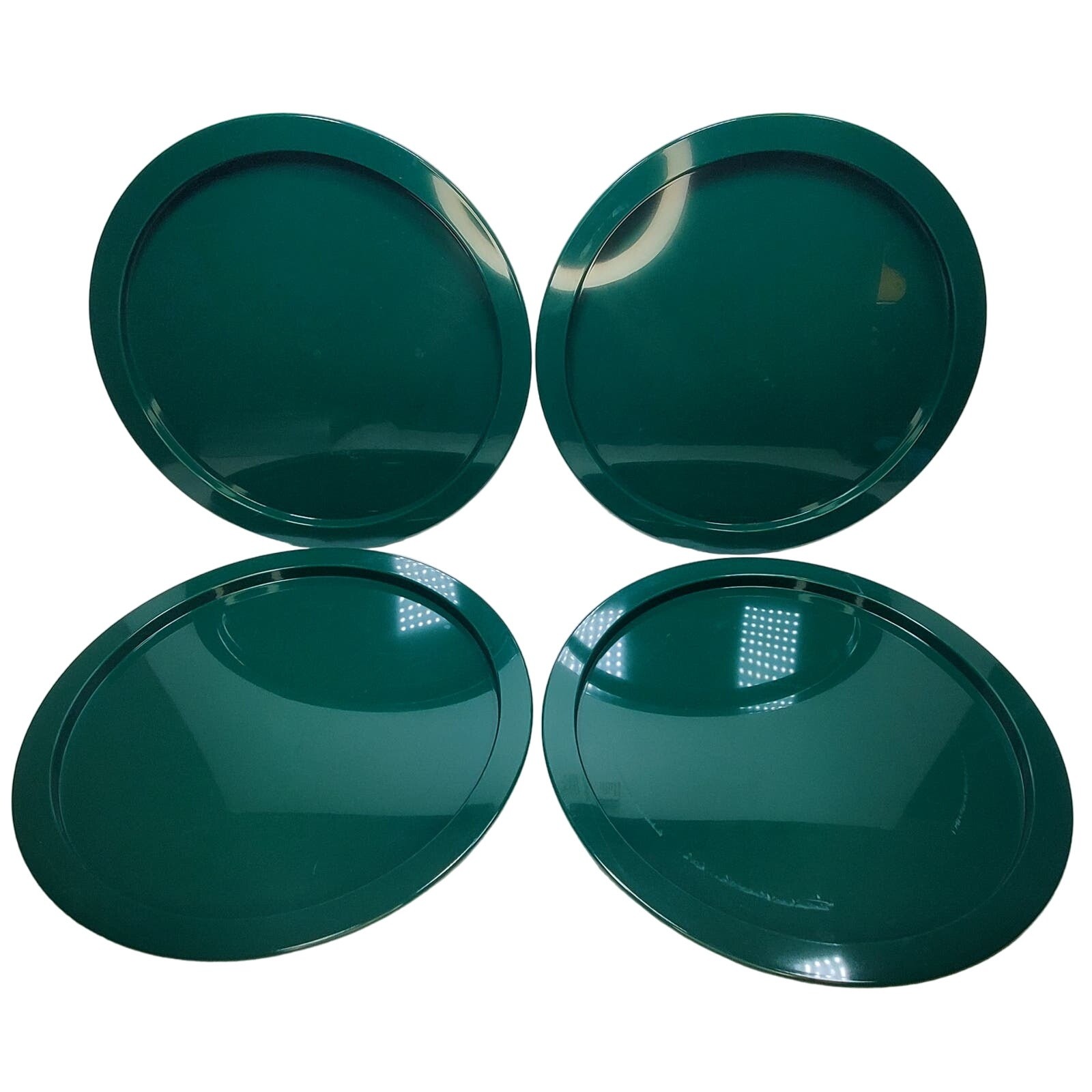Vtg Bodum Melamine 4 Pc Dinner Plates Green Swiss Made Camp Core
