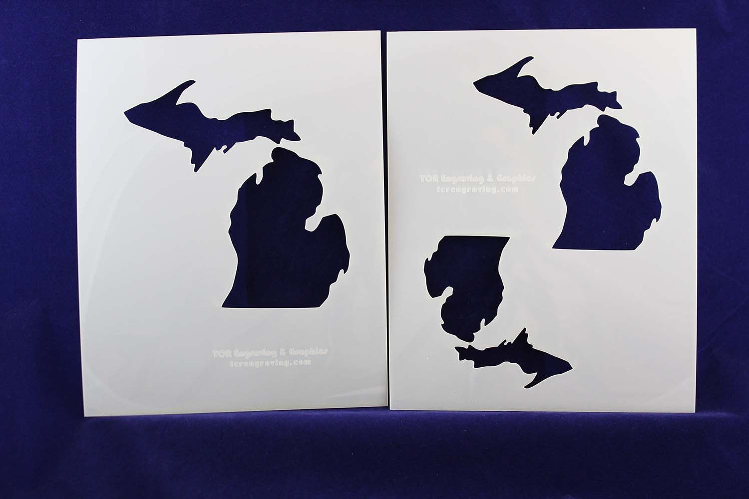 State of Michigan 2pc Stencil Mylar 14 Mil- 4", 5", 6" Paint /Crafts/ Template