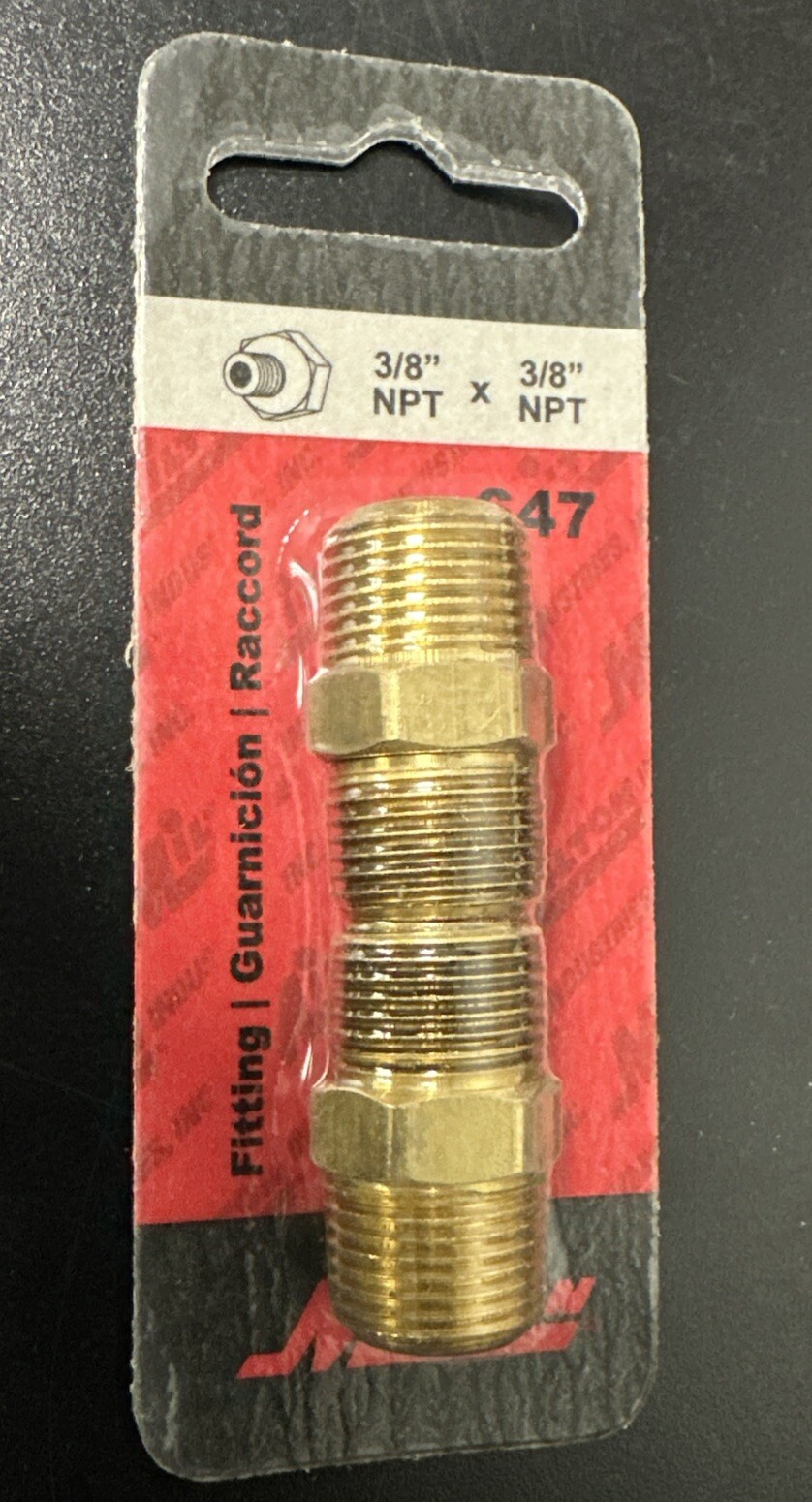 Milton s-647 M. Hex Nipple, 3/8" x 3/8" NPT, 2/cd