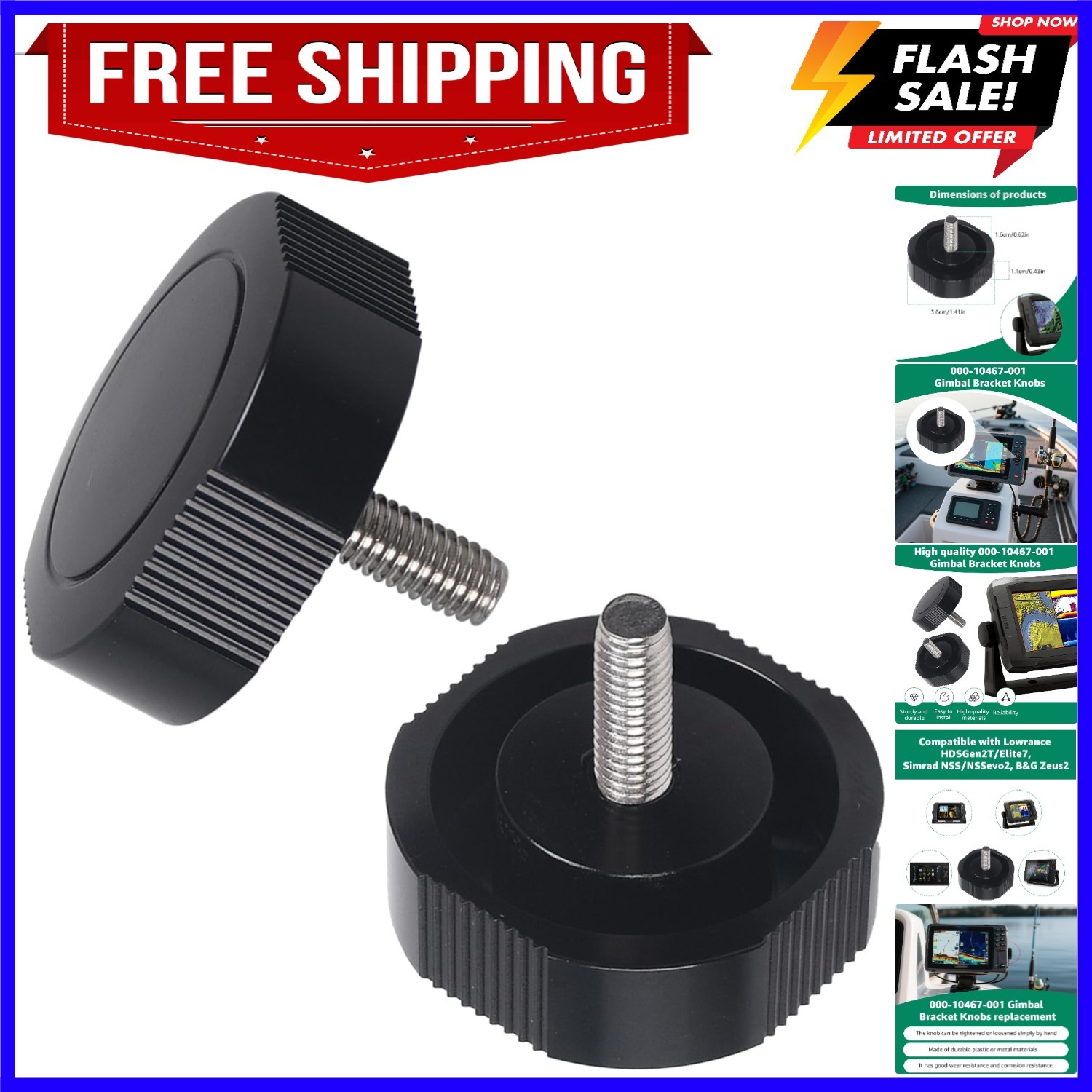 000-10467-001 Alumina Gimbal Bracket Knobs for Lowrance - Compatible with Low...