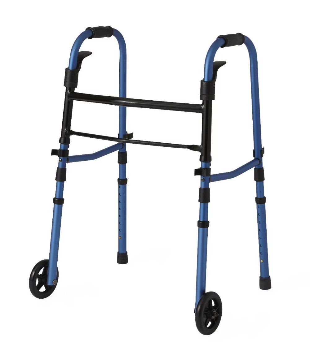 Folding Walker With 5" Wheels, For Adults, Elderly and Disabled