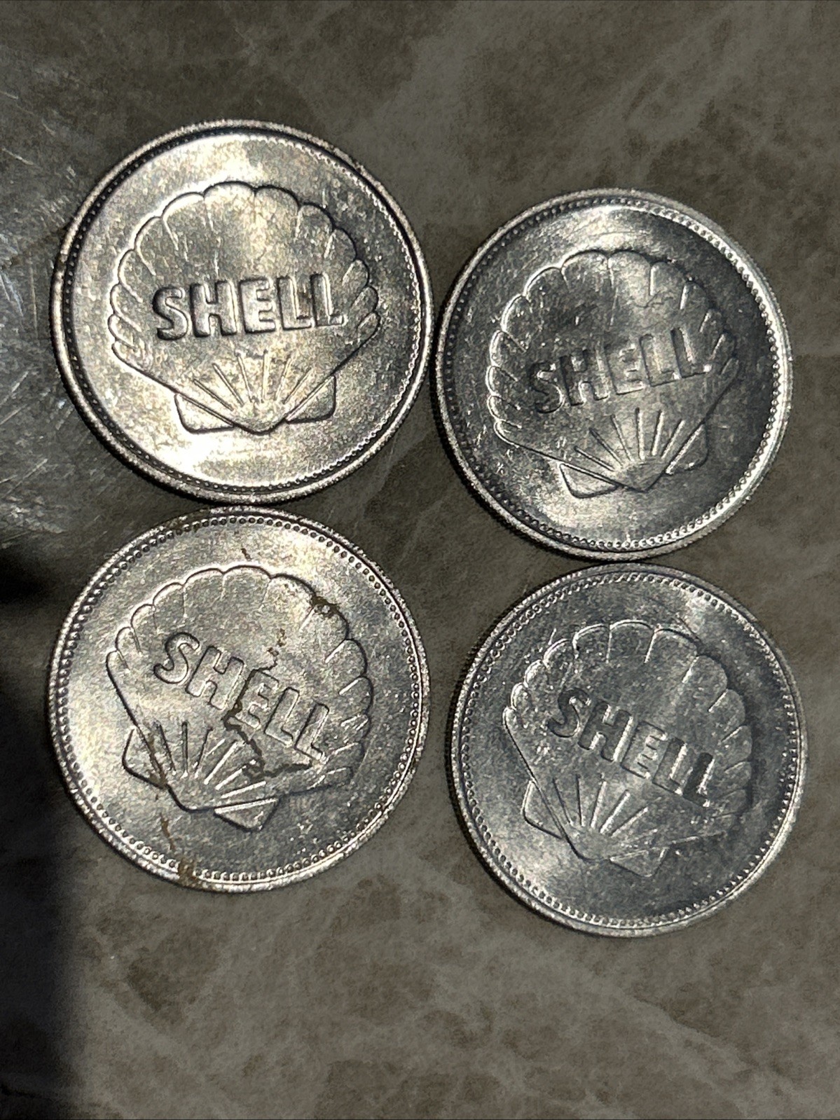 4x Vintage Shell Tokens Man In Flight