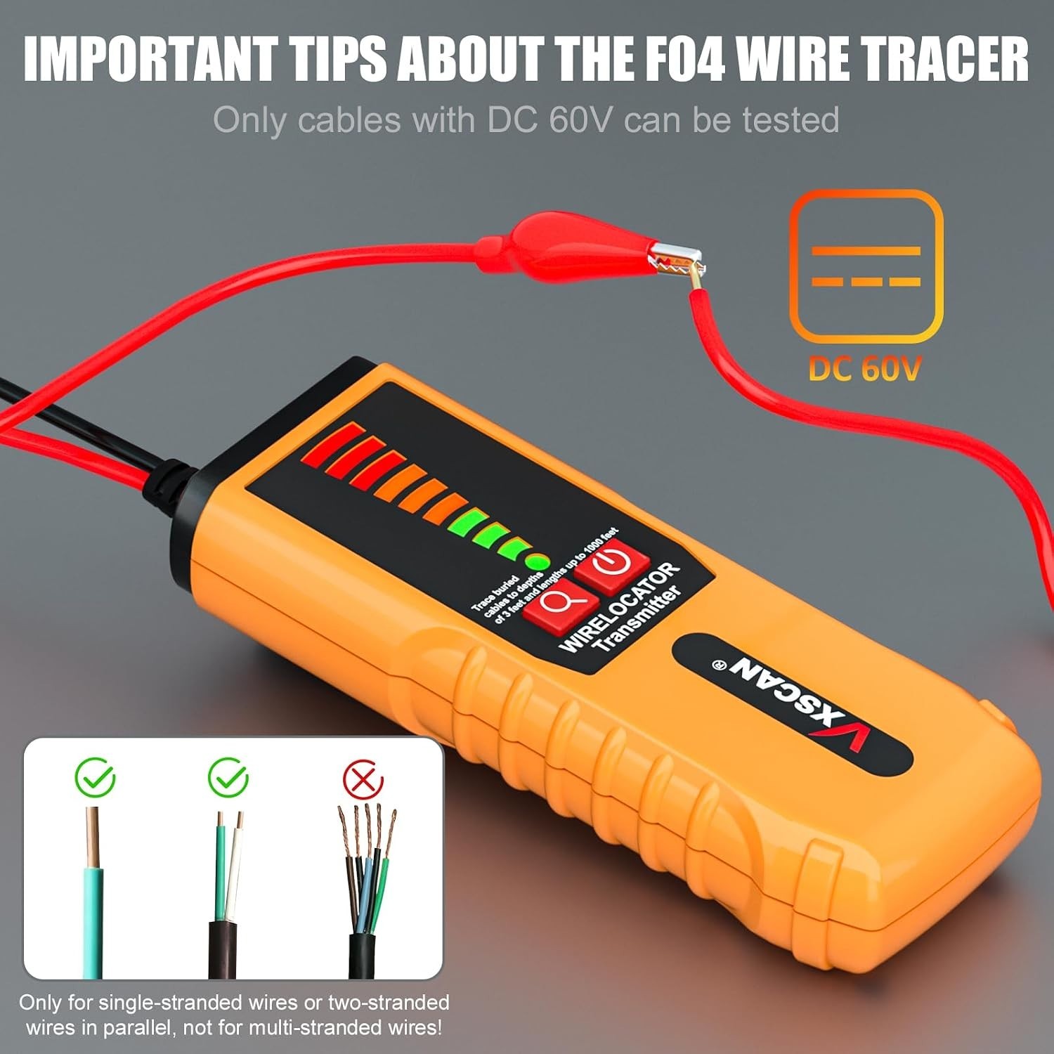 F04 Underground Wire Tracer - Versatile Tool for Detecting Cables & Breakpoints